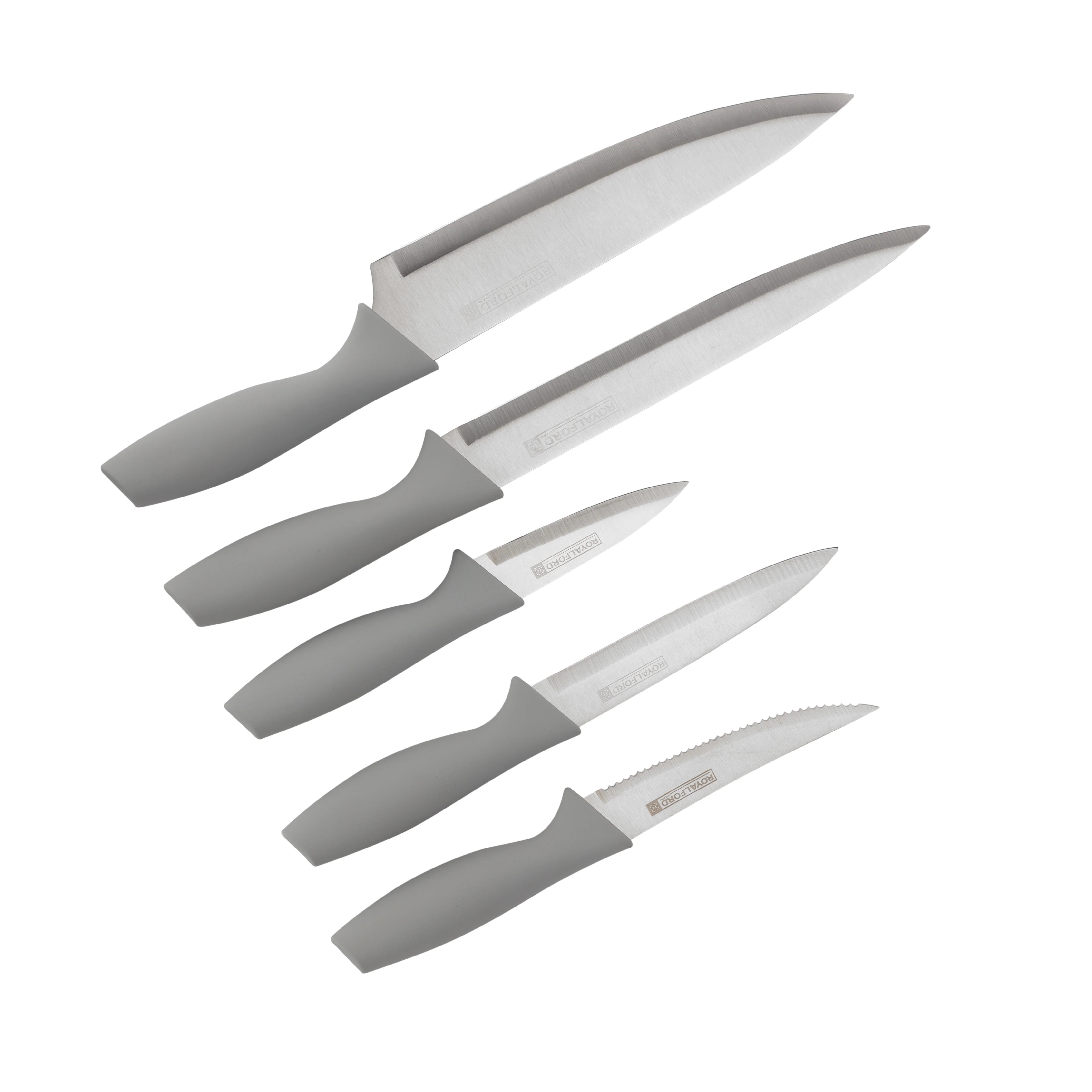 Royalford RF12116 6 Pcs Stainless Steel Knives Set with  Holder and Ergonomic PP Handles|  Extra-Sharp Blades for Vegetable, Meat and Fruit Cutting in Home Kitchen Use - Image 2
