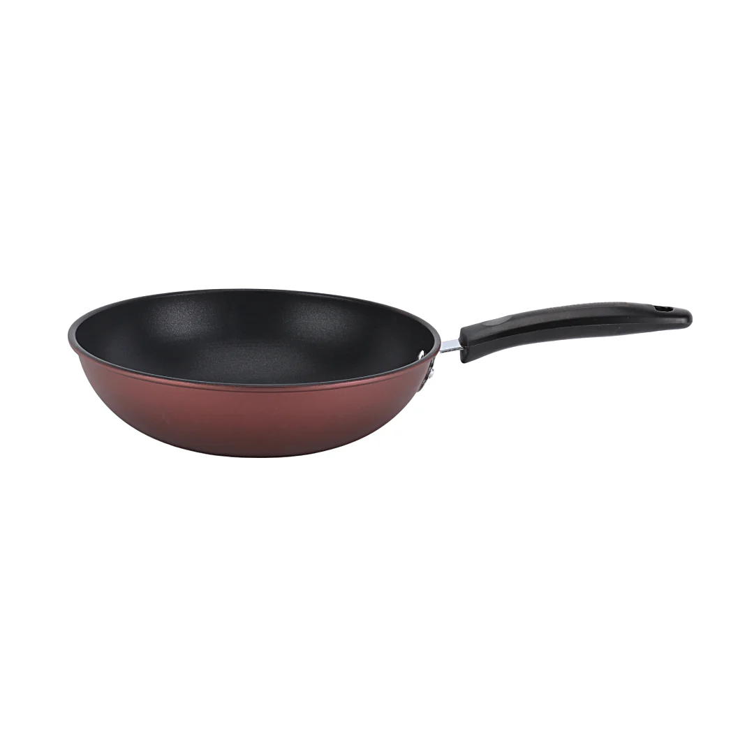 Royalford RF12121 28cm Non-Stick Carbon Steel Wok Pan |  Induction Compatible Base |  Riveted Handle |  Spiral Bottom for Even Heat Distribution | Dishwasher Safe Design - Image 3