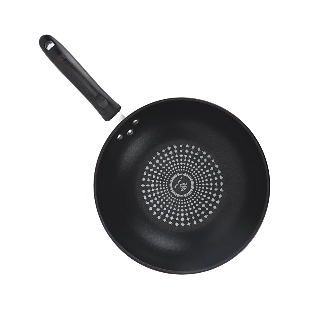Royalford RF12121 28cm Non-Stick Carbon Steel Wok Pan |  Induction Compatible Base |  Riveted Handle |  Spiral Bottom for Even Heat Distribution | Dishwasher Safe Design - Image 4