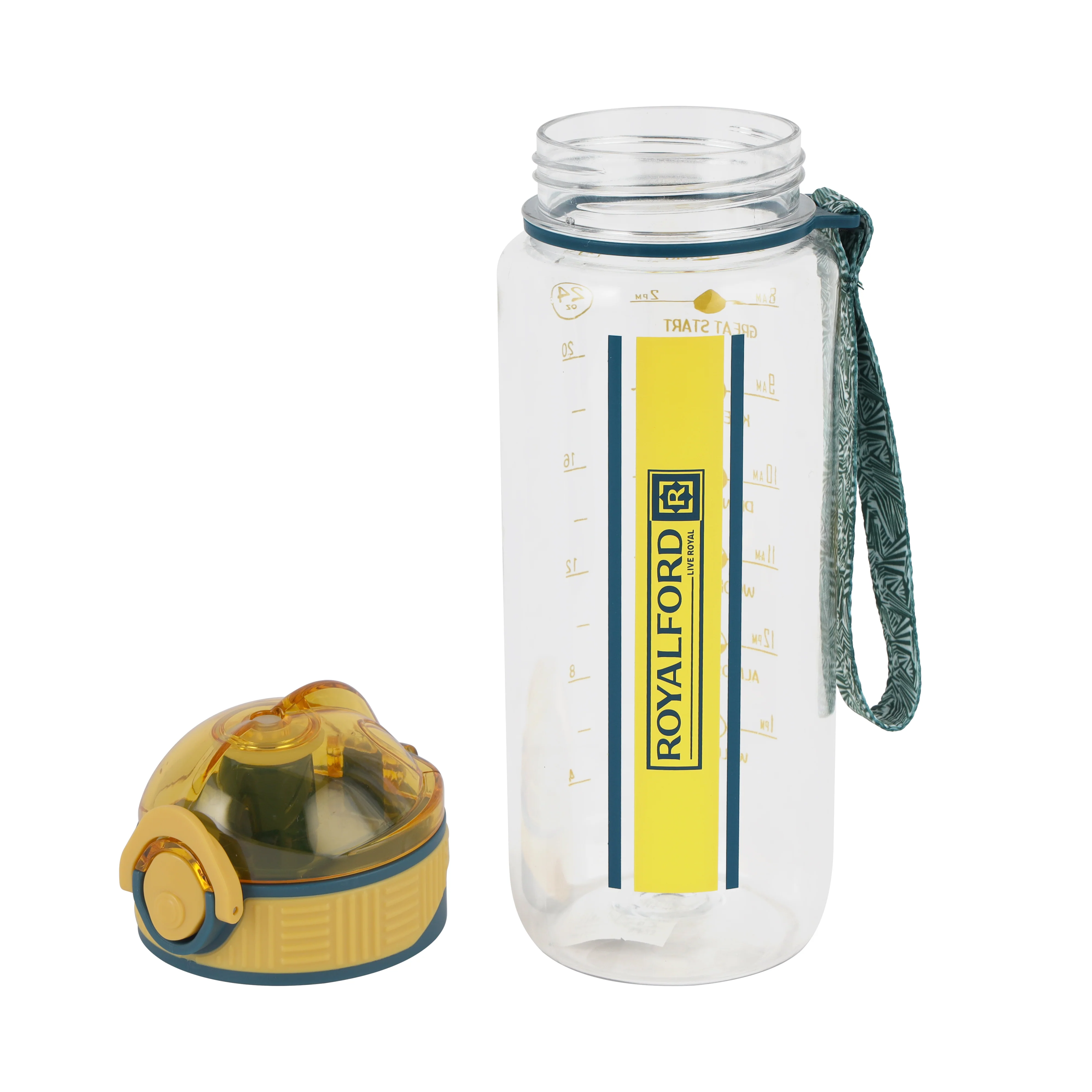 Royalford RF12160 Water Bottle 700ML |BPA Free Sports Bottle with Straw Sipper | Flip Lid Leak Proof Drinking Bottle with Carry Strap for Gym, School, Office & Travel Use - Image 2
