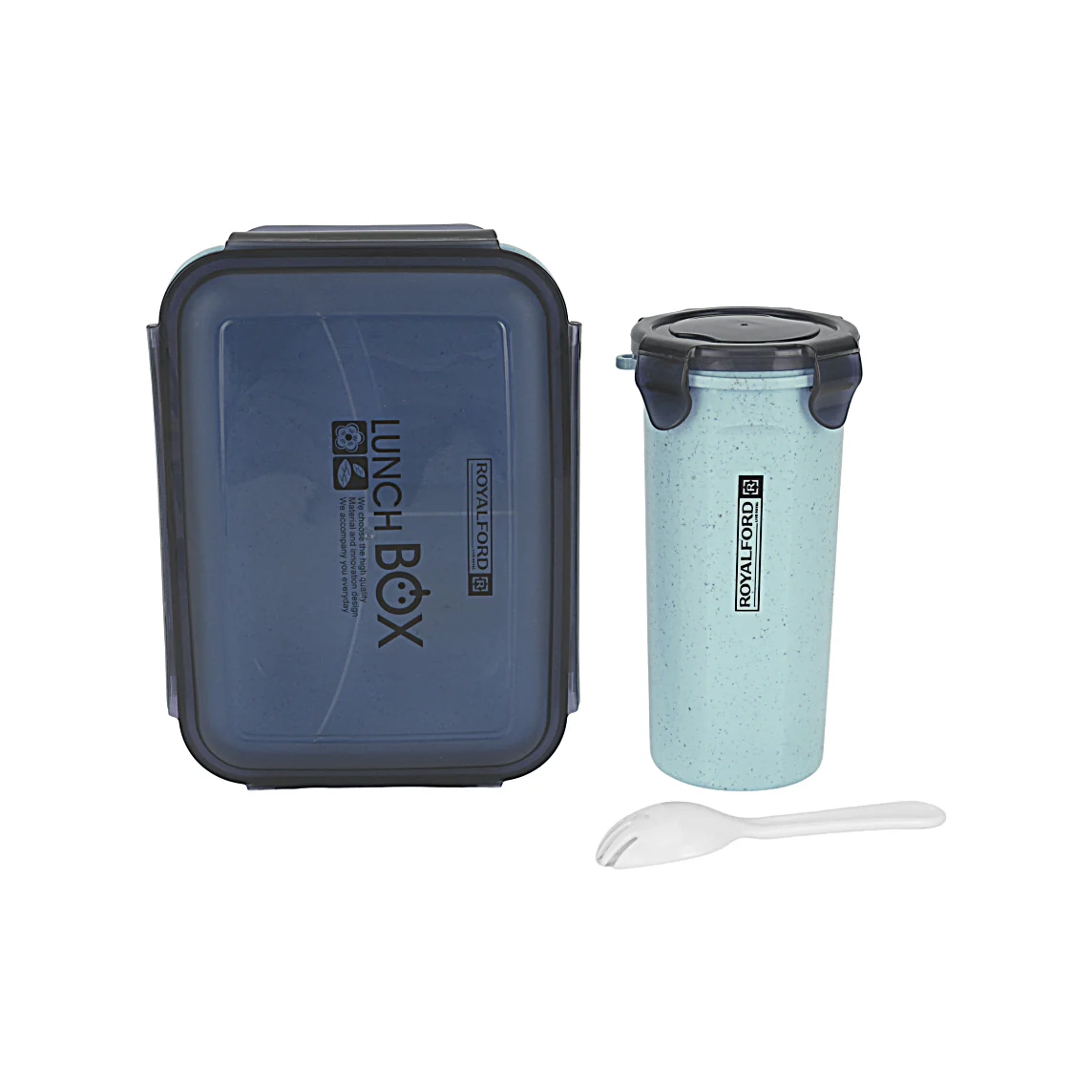 Royalford RF12177 Lunch Box with Water Bottle Set | 800ML Food Container + 500ML Bottle | BPA Free Airtight Leakproof Lunch Box with Spoon for School , Office & Travel