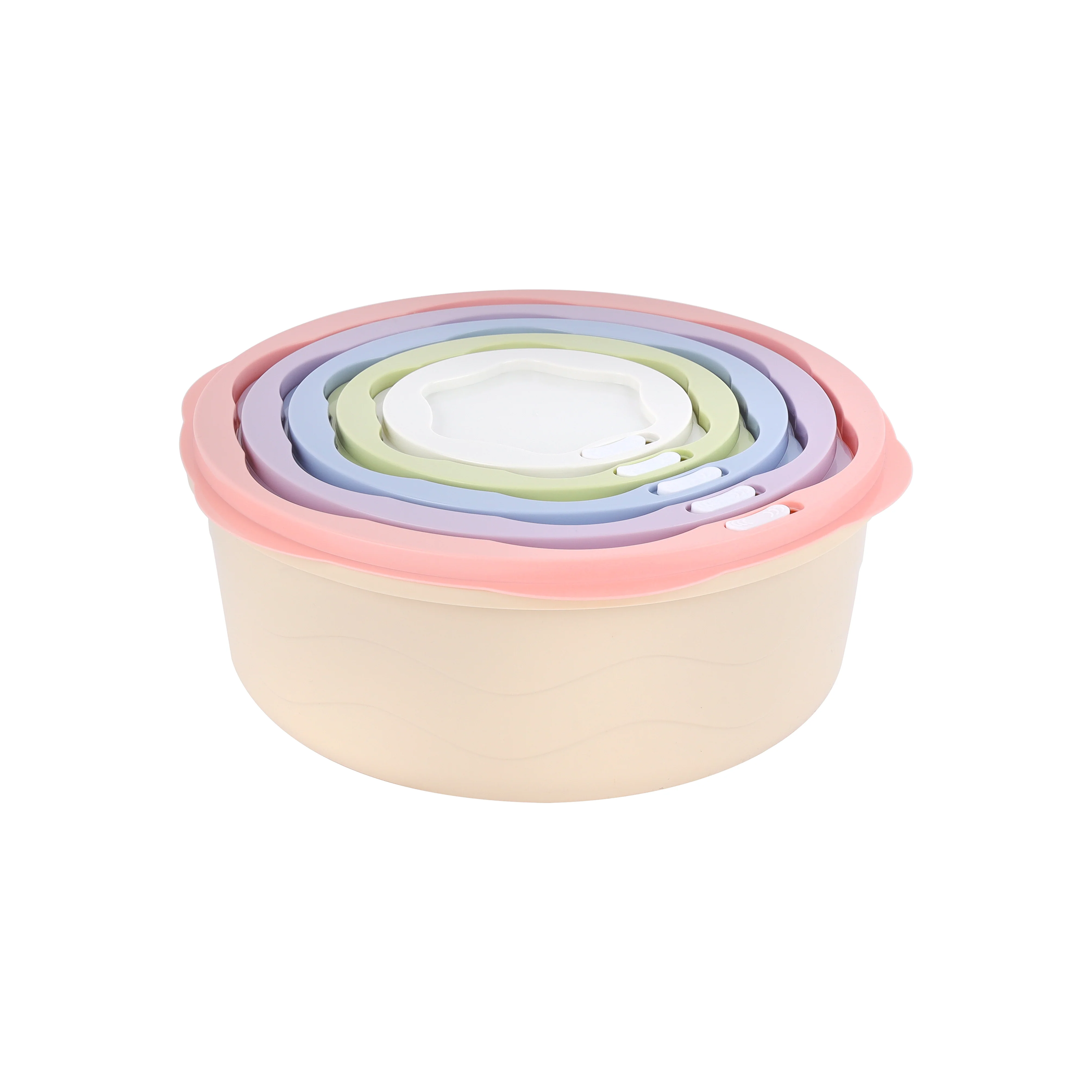 Royalford RF12181 5Pcs Food Storage Containers Set | BPA Free Leak-Proof Round Plastic Boxes with Smart Lock Lids | Freezer & Dishwasher Safe Kitchen Storage Solutions - Image 2