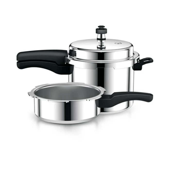 Royalford RF12182 Pressure Cooker Combo Pack | 5L Cooker + 3L Pan with Common Lid| Anti-Implosion Safety System| Stepped Encapsulated Bottom| Perfect For Daily Family Use - Image 4