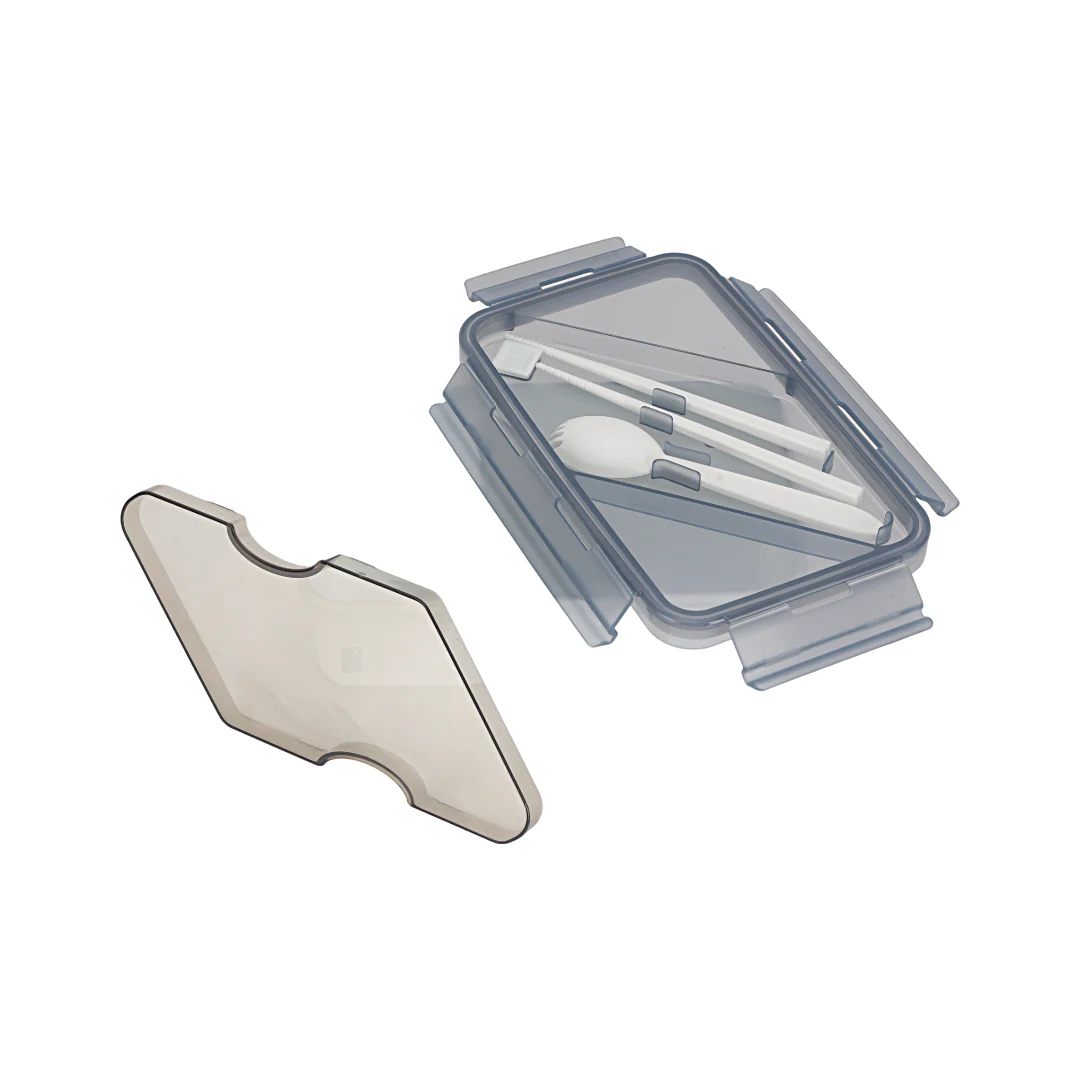 Royalford RF12192 Rectangular Lunch Box 1100ML|  2 compartments & leak-proof 4-side lock lid| BPA-free PPE material, freezer safe design & cutlery for convenient meals| - Image 5