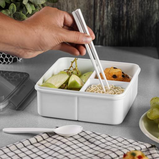 Royalford RF12193 Square Lunch Box 1200ml| Cutlery 3 Compartment Leak Proof BPA Free Food Grade PPE Freezer| Safe Durable Storage Container for Office School Travel Use| - Image 5