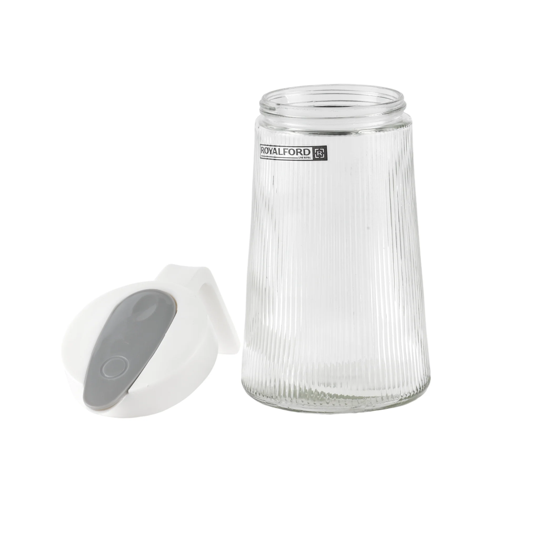 Royalford RF12208 5PC Water Jug & Cups Set | 1200ml Glass Jug and 4x250ml Cups | BPA Free Lead-Free Soda Lime Glass | Heat & Scratch Resistant Beverage Serving Set - Image 3