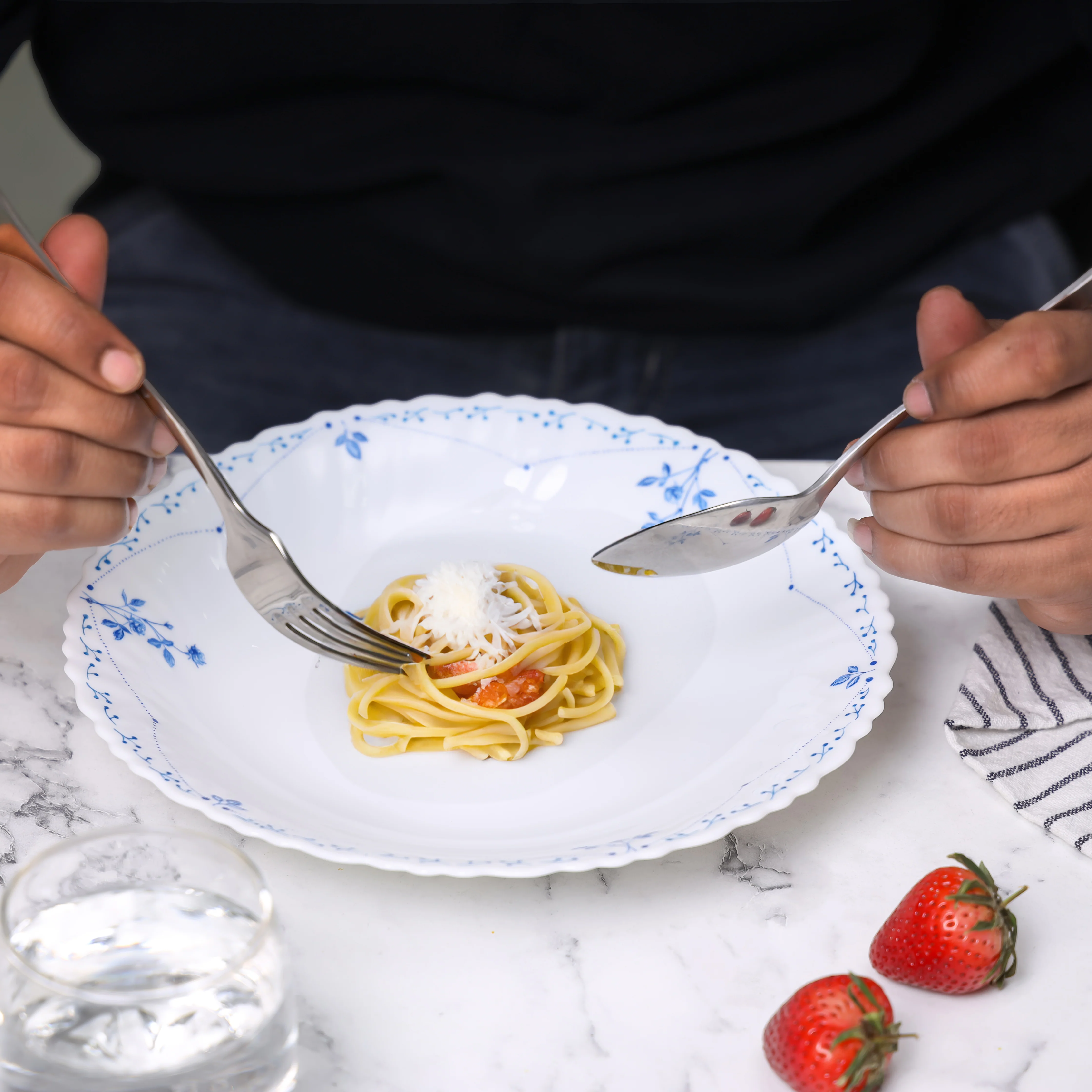 Royalford RF12215 Opalware Soup Plate 9.5"| elegant white floral design, chip-resistant build & lightweight| microwave & dishwasher safe, for soups & daily use| - Image 2