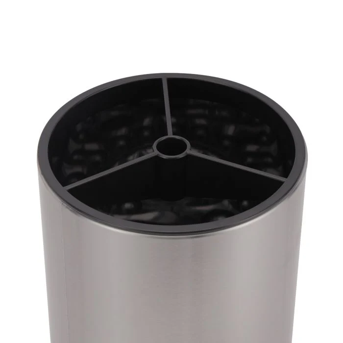 Royalford RF12241 Stainless Steel Utensils Holder | 3 Compartment Design | Rotating Base, Drain Hole, Detachable Parts | Space-Saving Kitchen Organizer for Home Use - Image 5