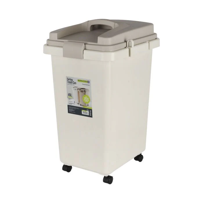 Royalford RF12249 Sorting Trash Can| 45LCapacity with Interlocking Clips| Press-Open Lid| 360° Rotating Wheels with Brake, Handle & Durable Plastic Body for Home & Office - Image 3