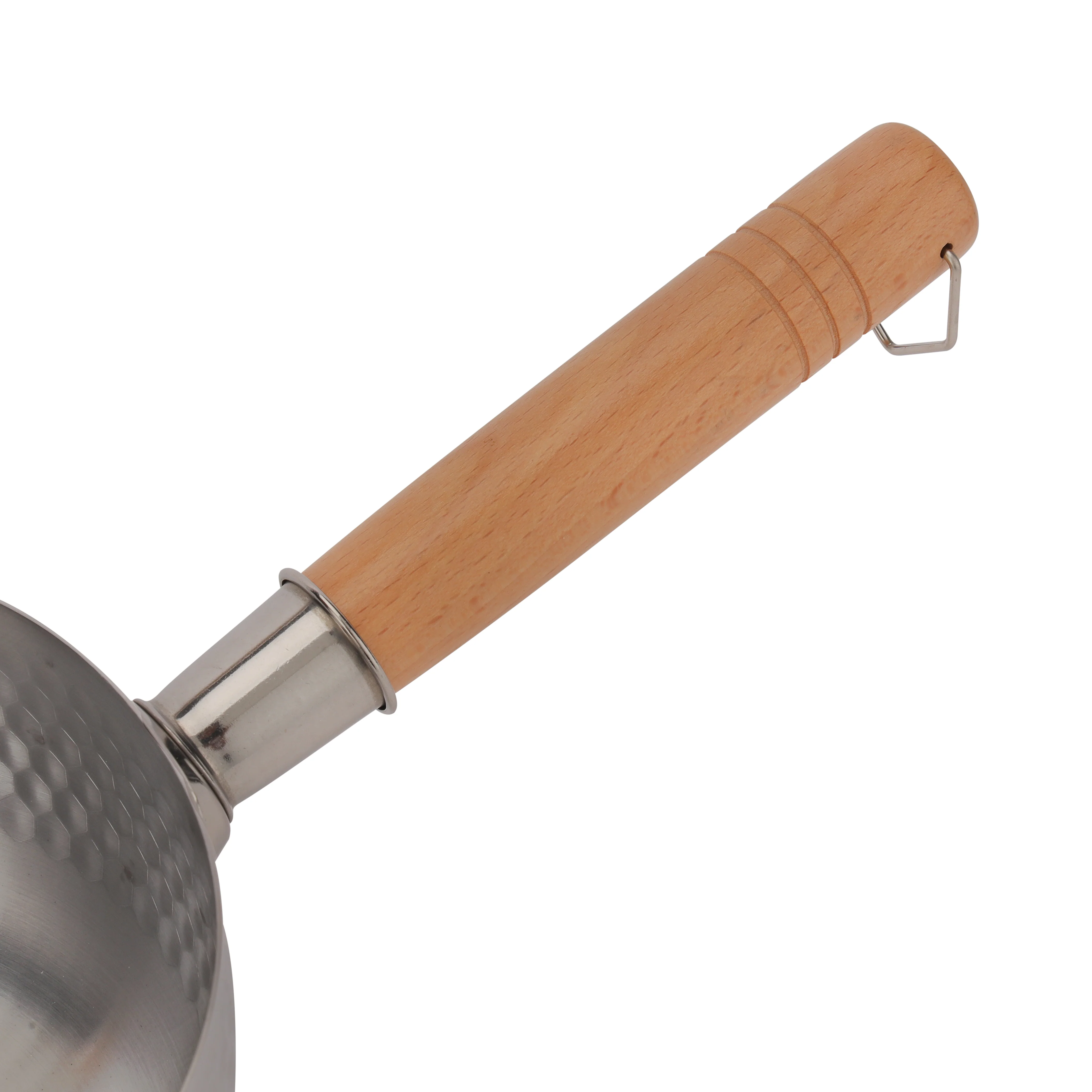Royalford RF12259 16cm Stainless Steel Snow Pot |Wooden Handle | Induction Compatible Hammer Mesh Finish Milk, Sauce & Soup Pan| Dual Pouring Spout for Even Heat Cooking - Image 5