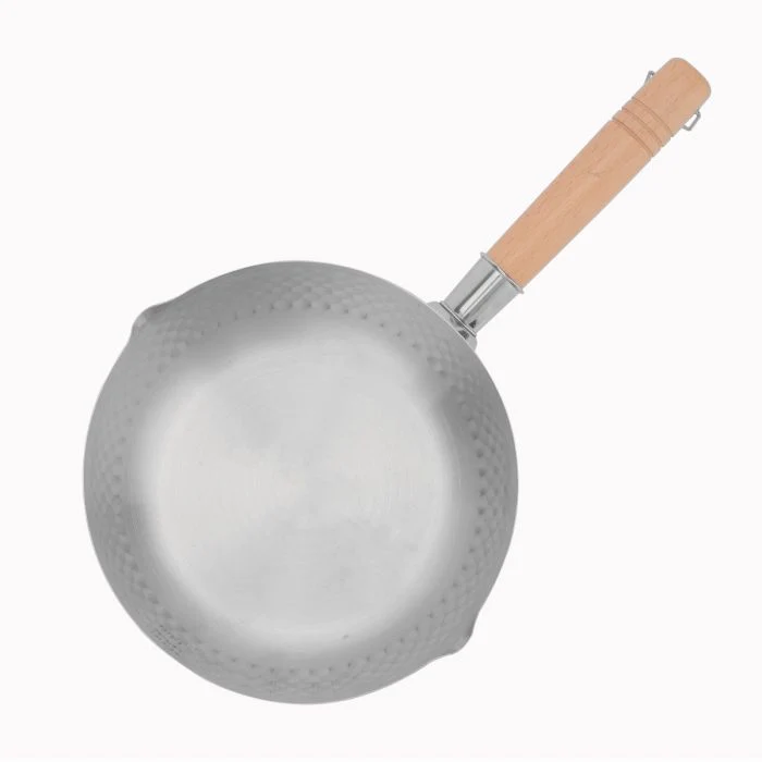 Royalford RF12261 20cm Stainless Steel Snow Pot | Wooden Handle | Induction Compatible Hammered Mesh Saucepan | Dual Pouring Spout for Gas, Ceramic & Halogen Cooktops - Image 4