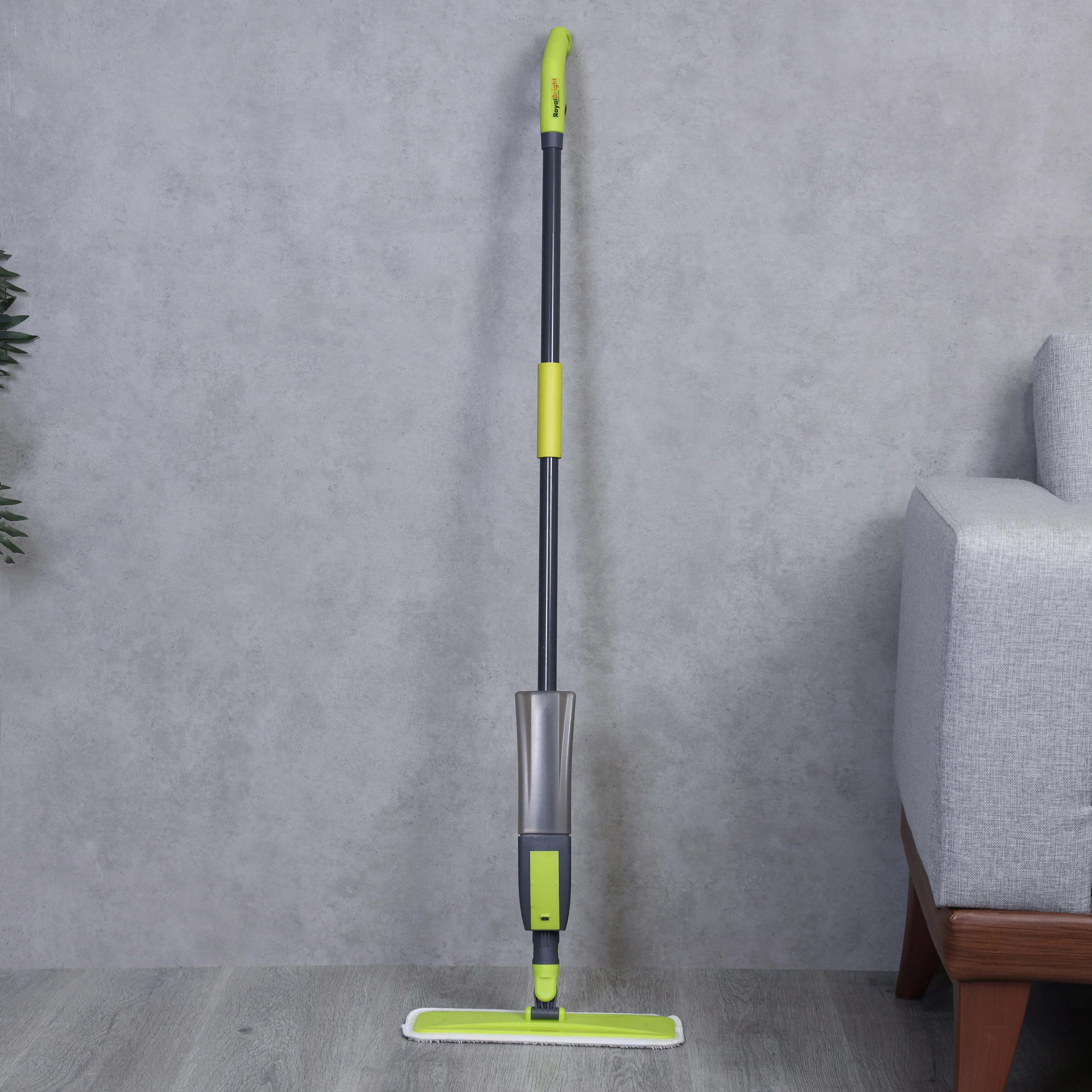 Royalford RF12262GR RoyalBright Spray Mop with Microfiber Pad | 400ml Refillable Bottle | Durable Iron Handle | 38cm Wide Head | Multi-Surface Floor Cleaning System - Image 2