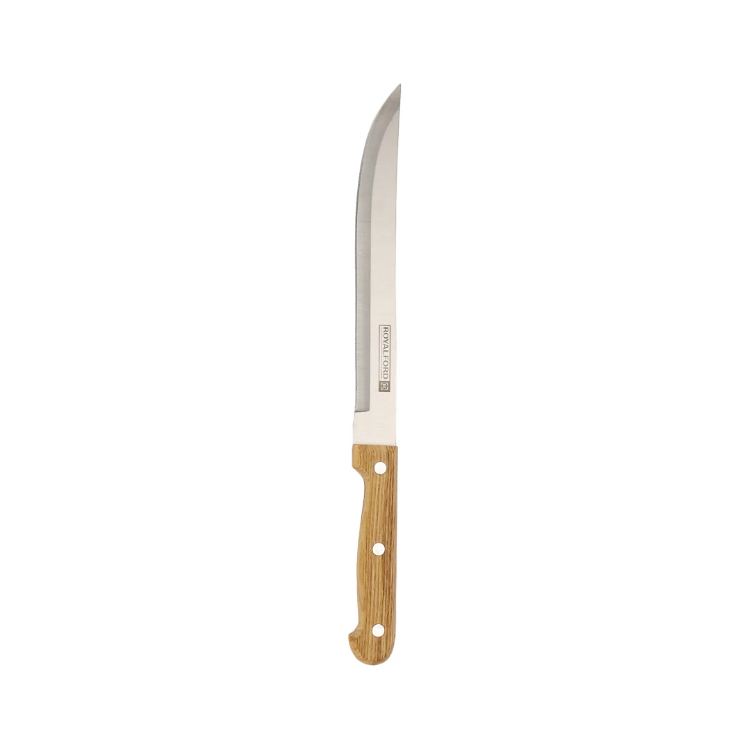 Royalford RF12264 7PCS Kitchen Knife Set | Wooden Block | Extra-Sharp Stainless Steel Blades |Ergonomic Wooden Handles |Pinewood Storage Stand for Home & Professional Use - Image 3