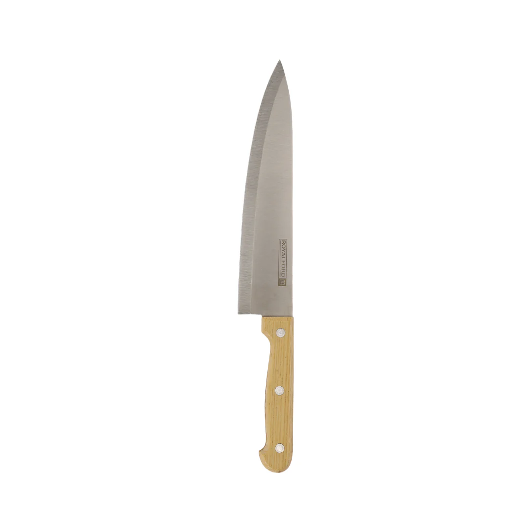 Royalford RF12264 7PCS Kitchen Knife Set | Wooden Block | Extra-Sharp Stainless Steel Blades |Ergonomic Wooden Handles |Pinewood Storage Stand for Home & Professional Use - Image 4