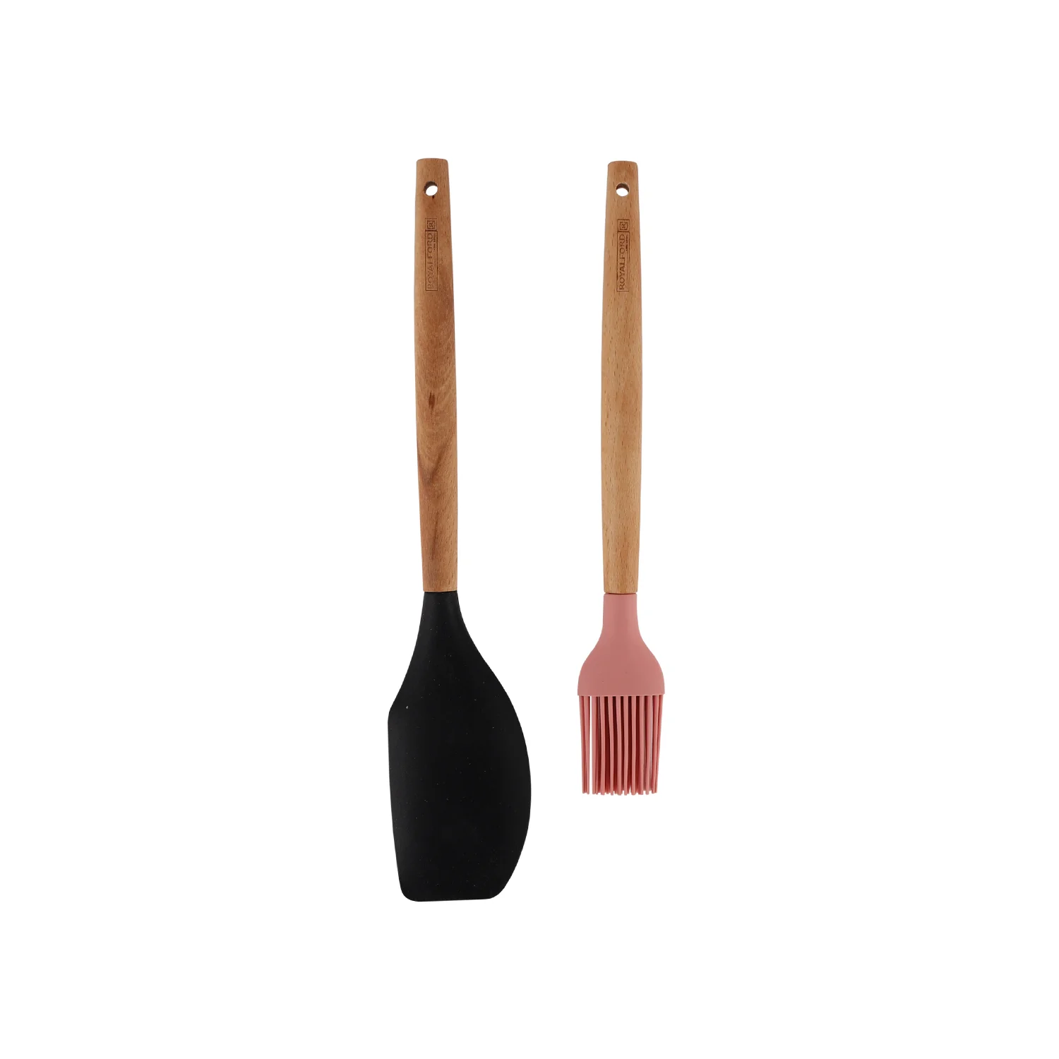 Royalford RF12319 2PC Silicone Kitchen Tools Set | Wooden Handle | BPA Free Food Grade Silicone Spatula Scraper & Oil Brush | Non Stick Safe Cooking Baking  Utensils Set - Image 3