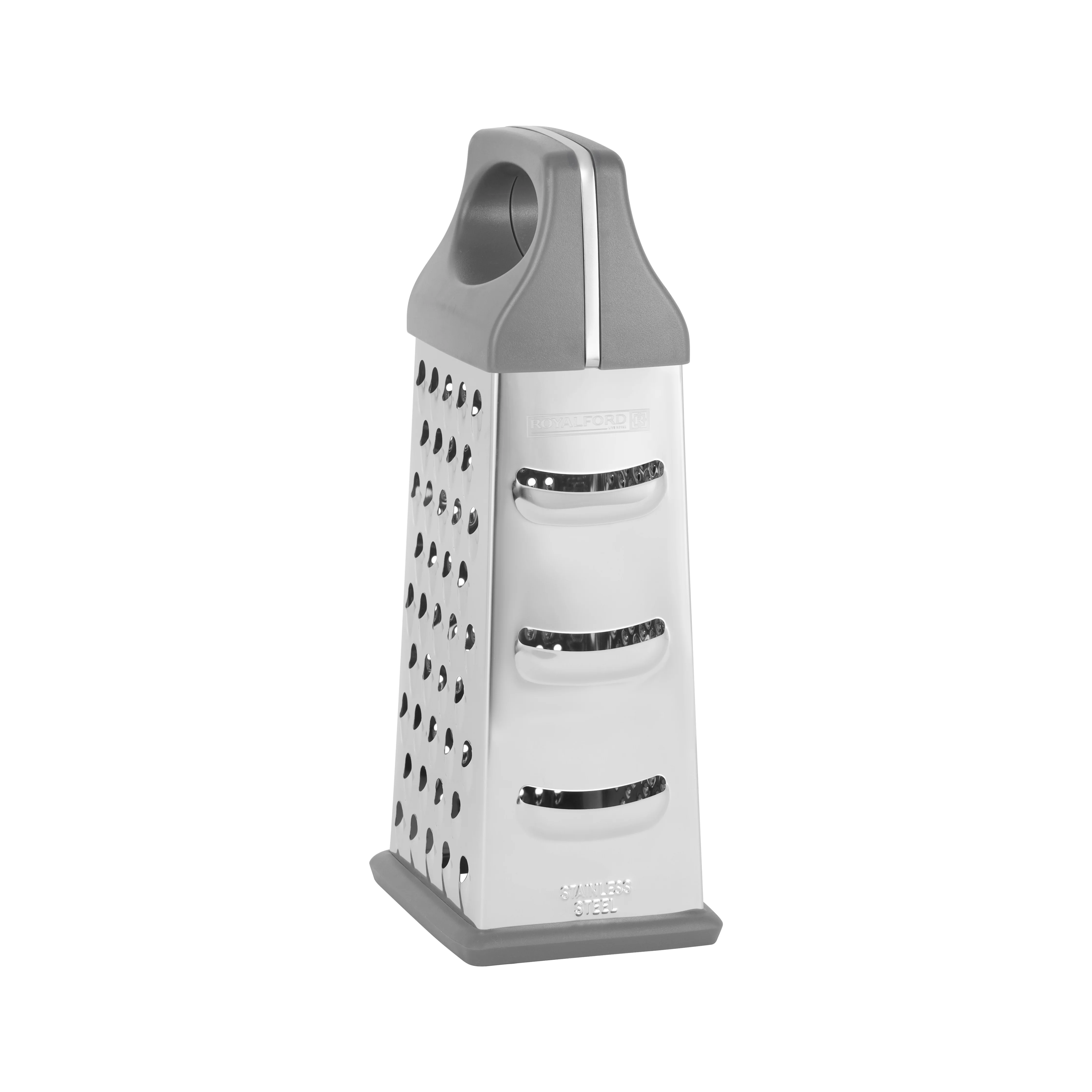 Royalford RF12344 4-Sided Stainless Steel Grater| ultra-sharp blades & ergonomic handle, non-slip base| Multi-function kitchen tool, slicing, shredding & grating easily| - Image 4