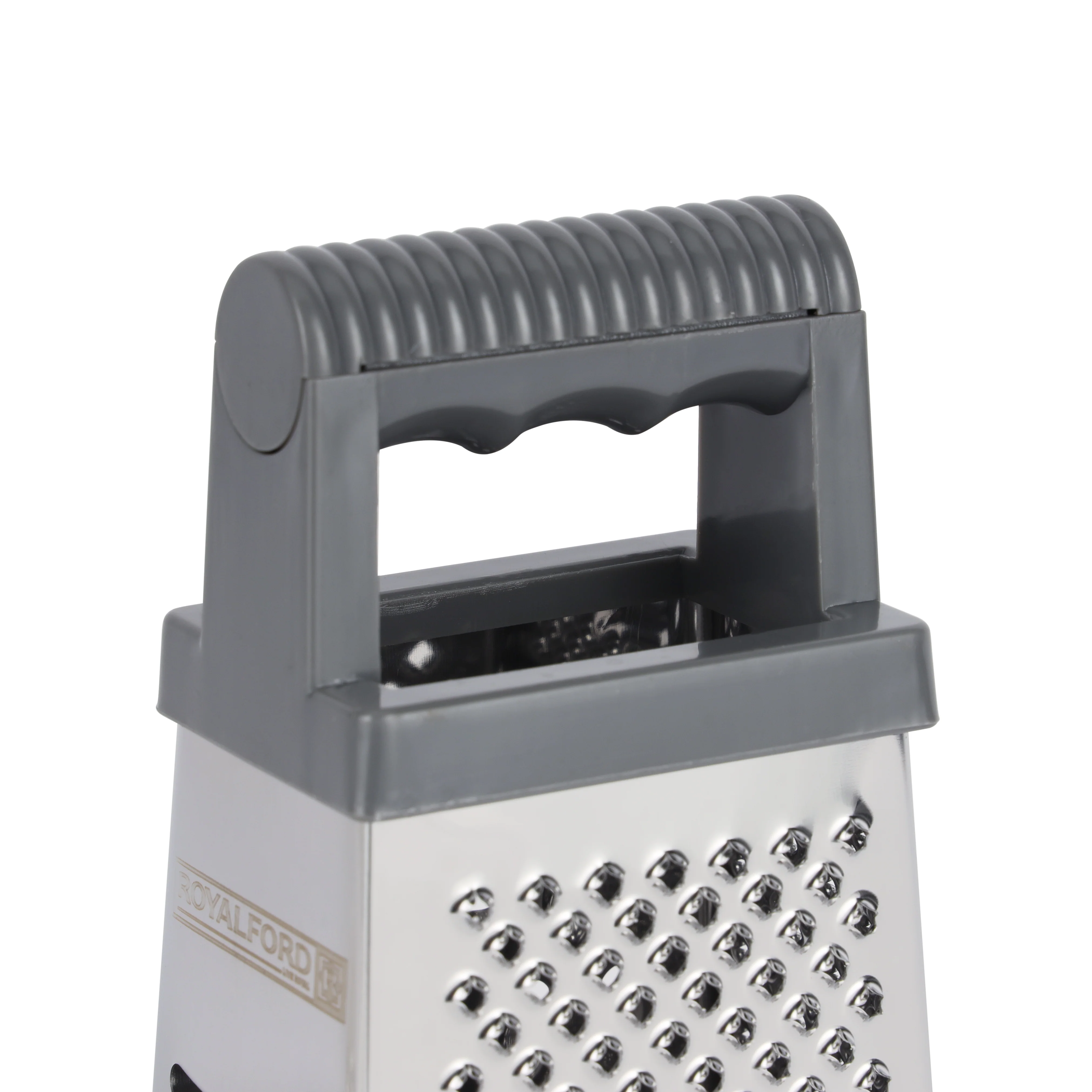 Royalford RF12348  4-Sided Grater| stainless steel blades offers 4 cutting styles 7 ergonomic handle| durable box design, ideal for slicing, shredding & grating| - Image 5