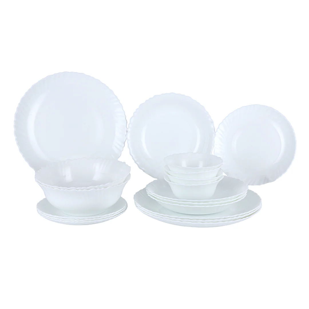 Royalford RF12398 Classic Opalware Dinner Set with 18 elegant white pieces| lightweight and chip-resistant| microwave, freezer and dishwasher safe for everyday dining - Image 2
