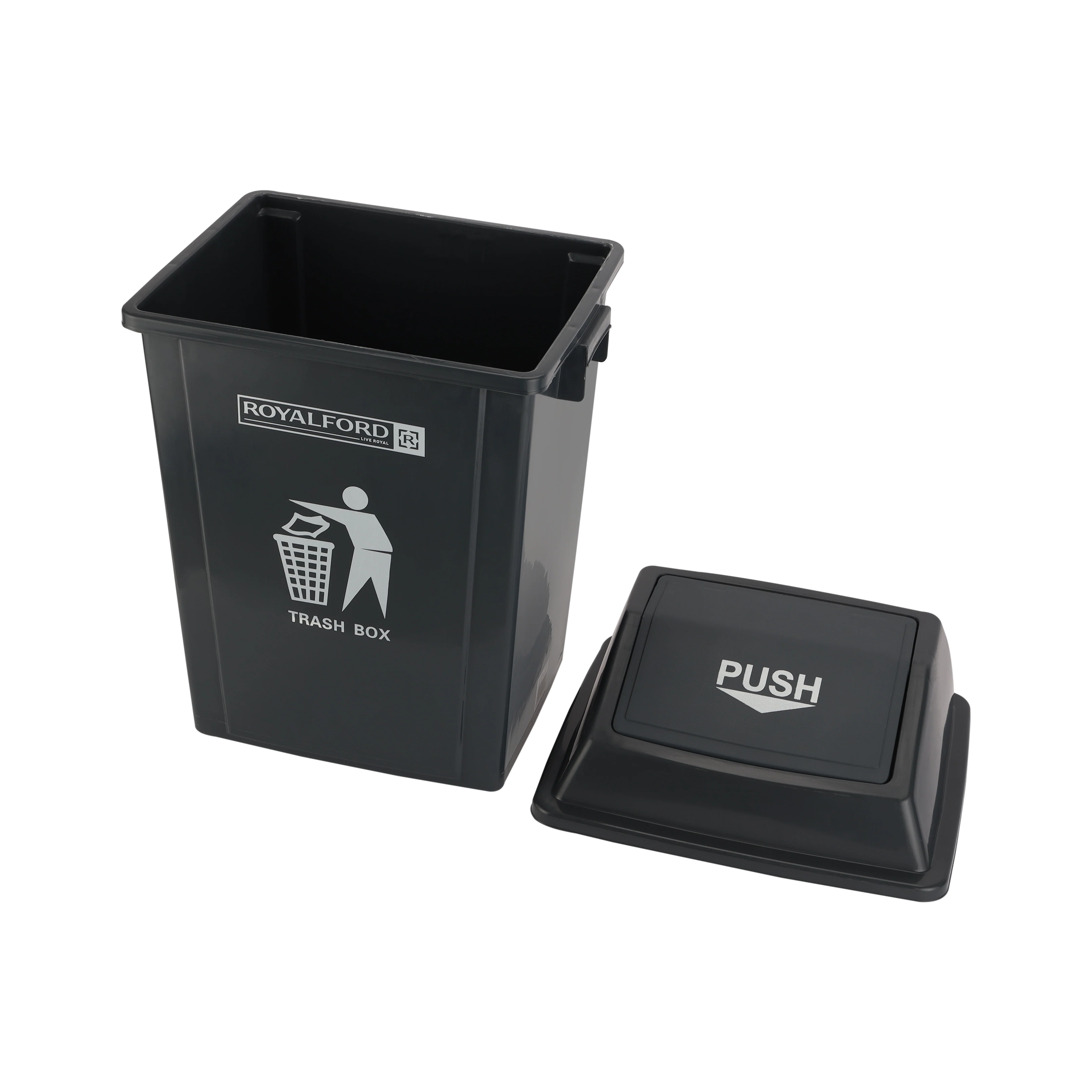 Royalford RF12399 40L Plastic Dust Bin with Push Lid | Premium Quality Trash Box | Large Capacity Waste Bin for Home, Kitchen & Office Use | Durable Plastic Design - Image 4