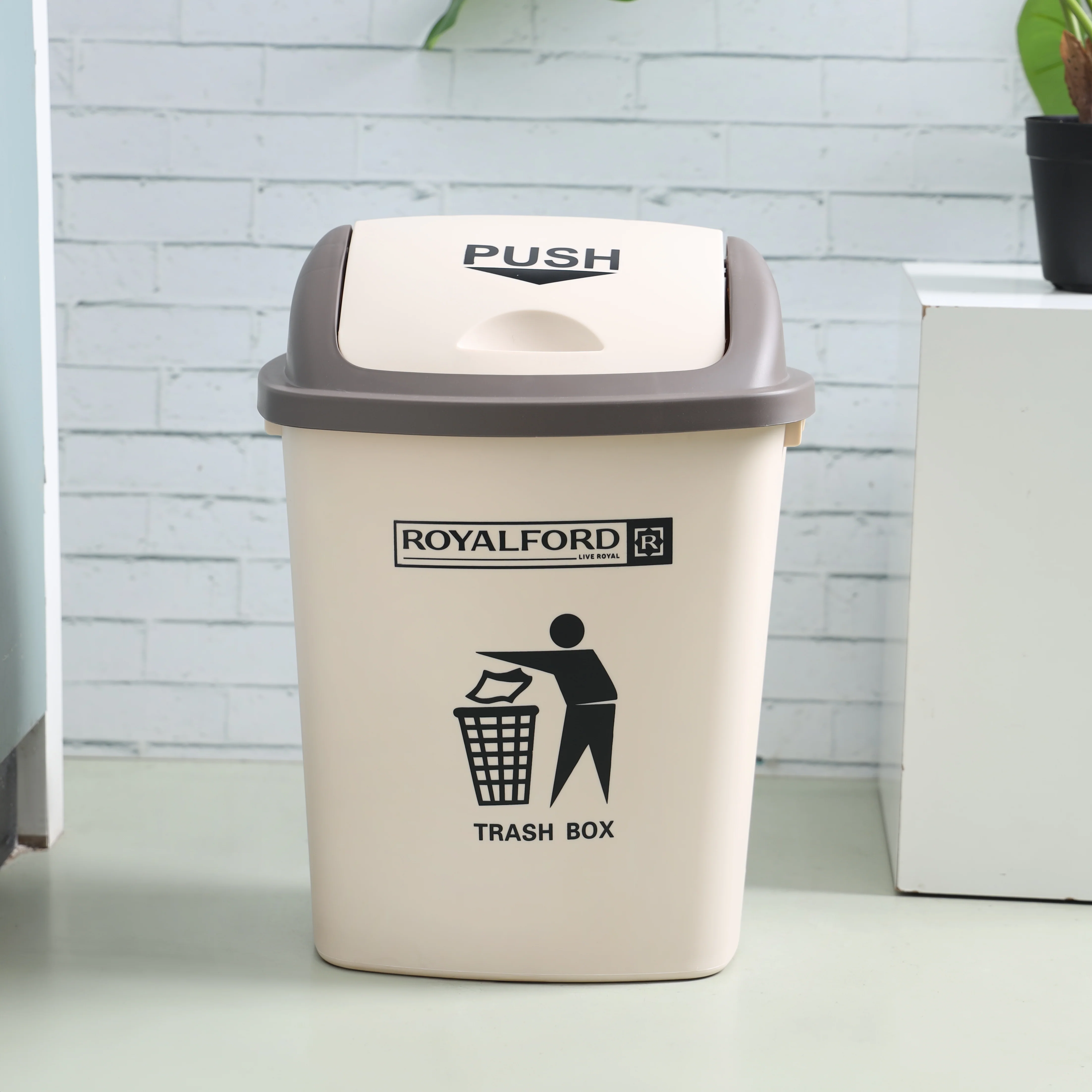 Royalford RF12403 Plastic Dust Bin 20L | Push Lid Durable Premium Plastic Trash Box for Home, Office, Bathroom,  Kitchen,  Bedroom & Daily Hygienic Waste Disposal Use - Image 2