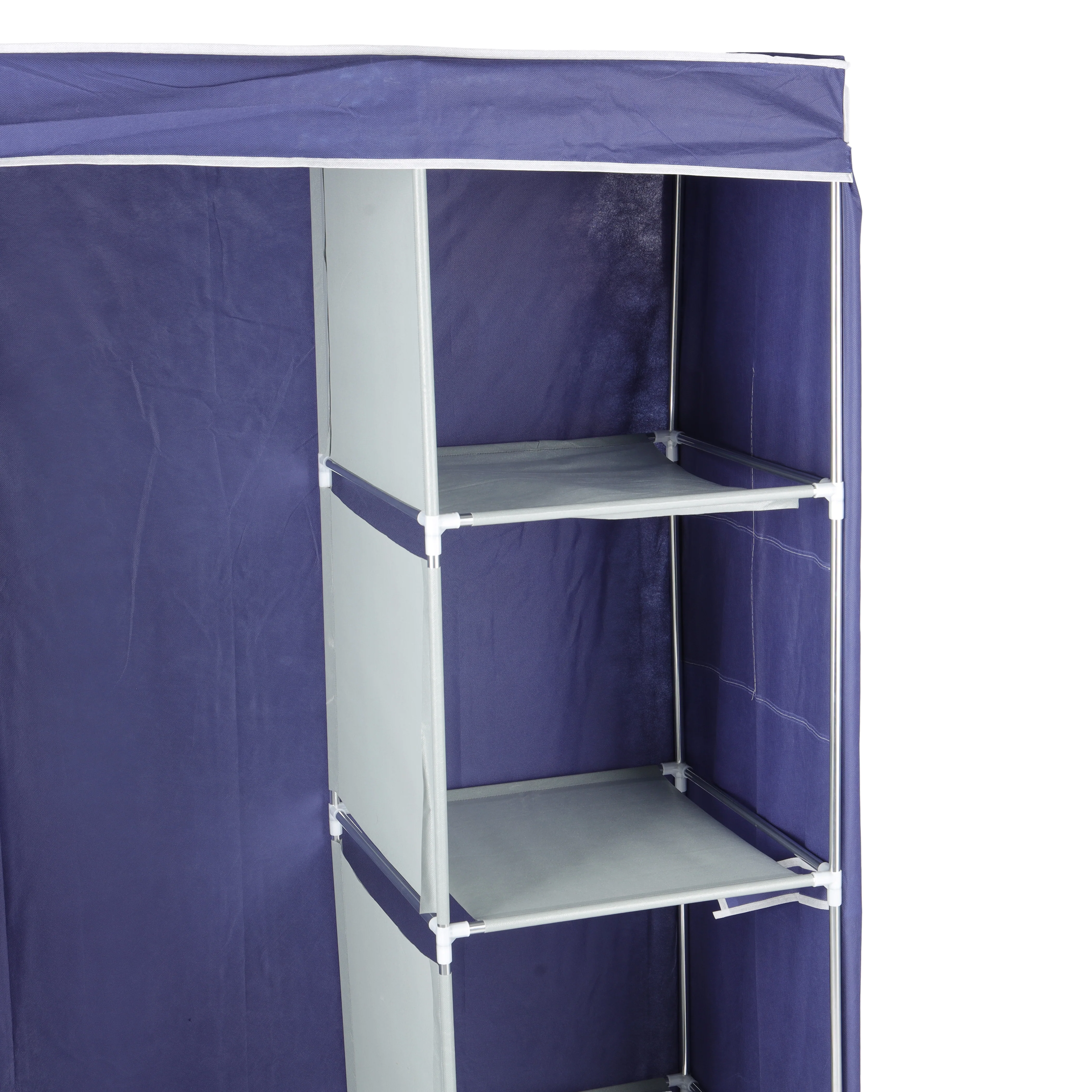 Royalford RF12428 Wardrobe with Racks Fabric Cabinet |Strong Metal Rods| Multipurpose Storage| Space-Saving Organizer| Portable Fabric Wardrobe for Clothes & Accessories - Image 5