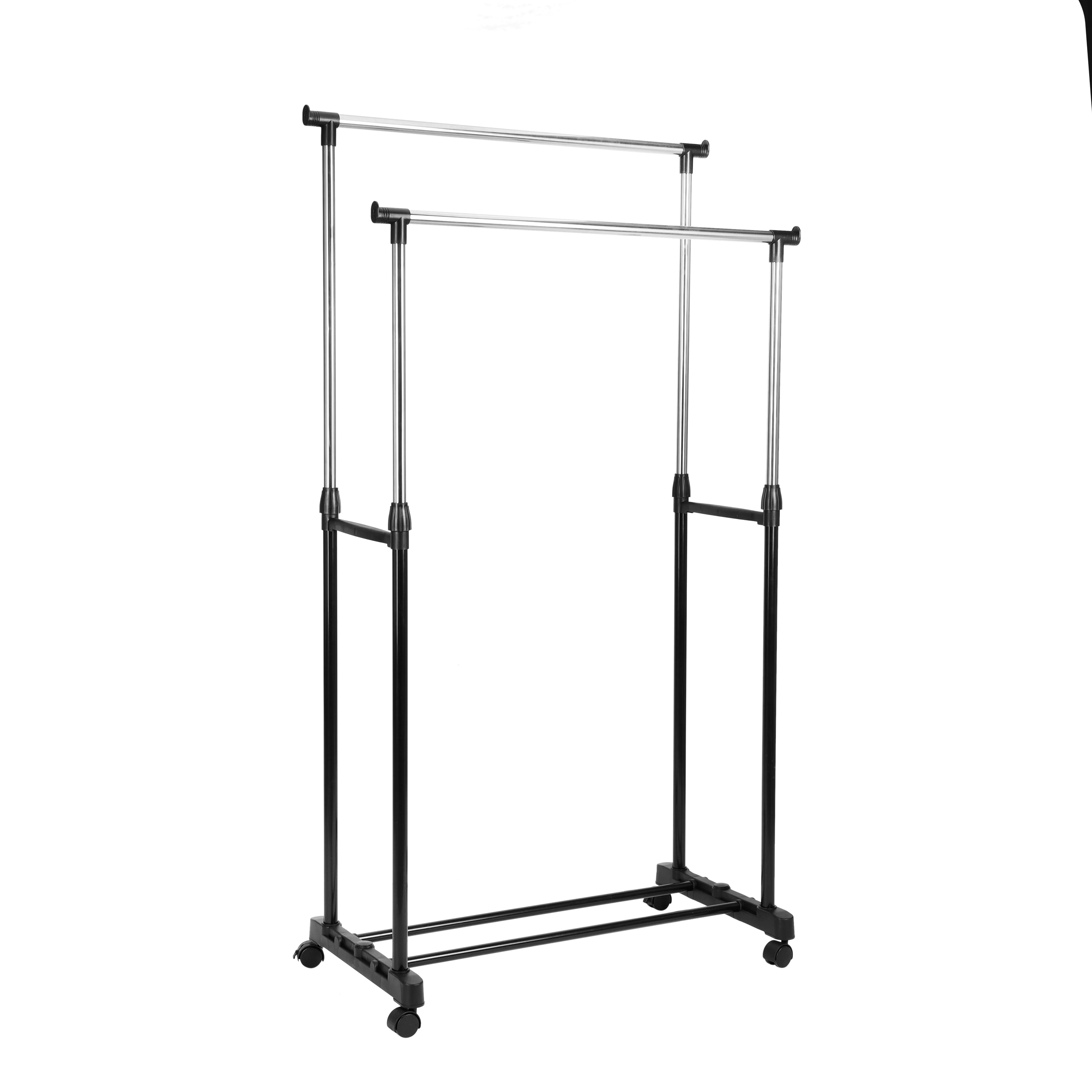 Royalford RF12433 Extendable Double Rod Garment Rack with Wheels | Adjustable Height | Portable Clothes Hanging Stand for Bedroom, Laundry, Room and Retail Display Use - Image 2