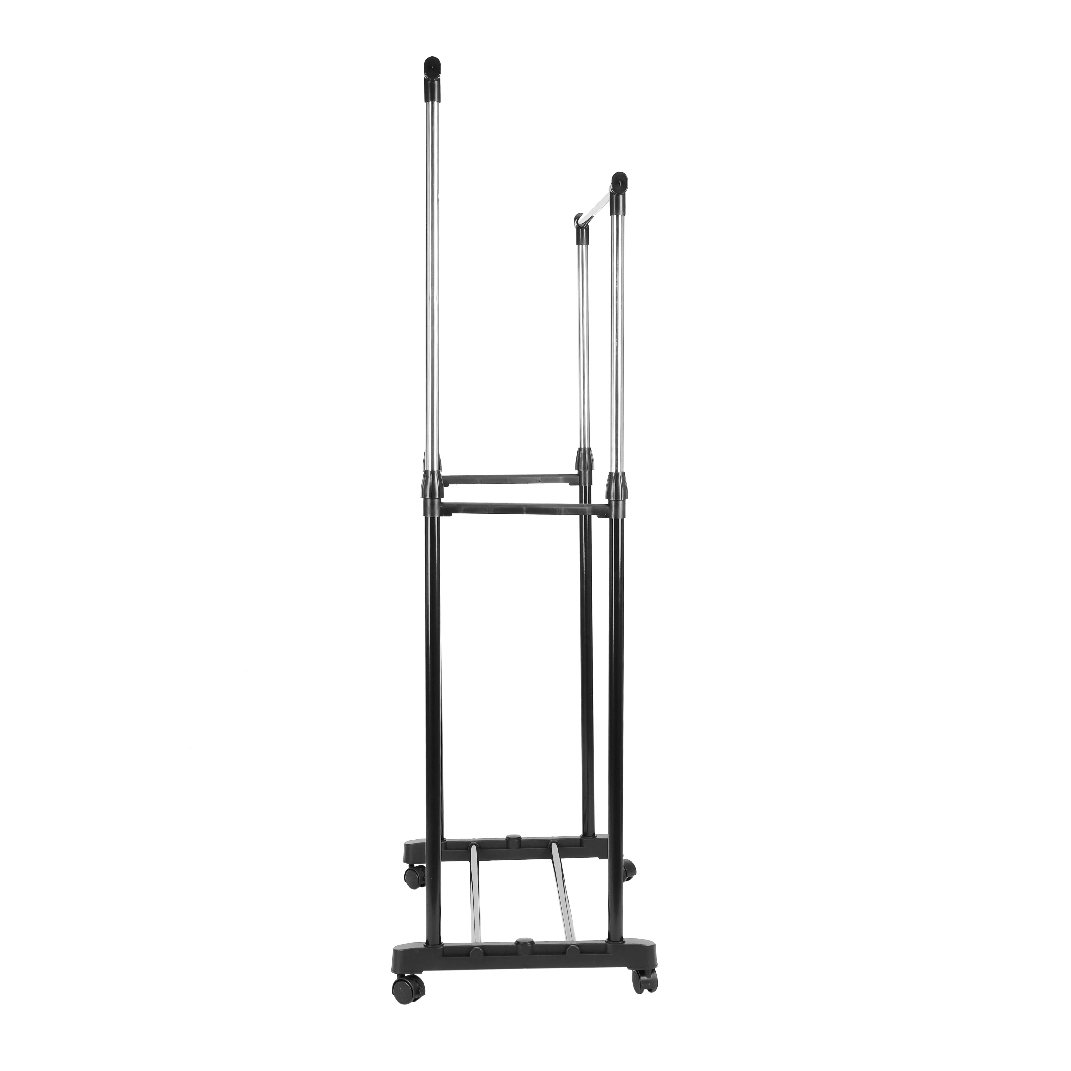 Royalford RF12433 Extendable Double Rod Garment Rack with Wheels | Adjustable Height | Portable Clothes Hanging Stand for Bedroom, Laundry, Room and Retail Display Use - Image 3