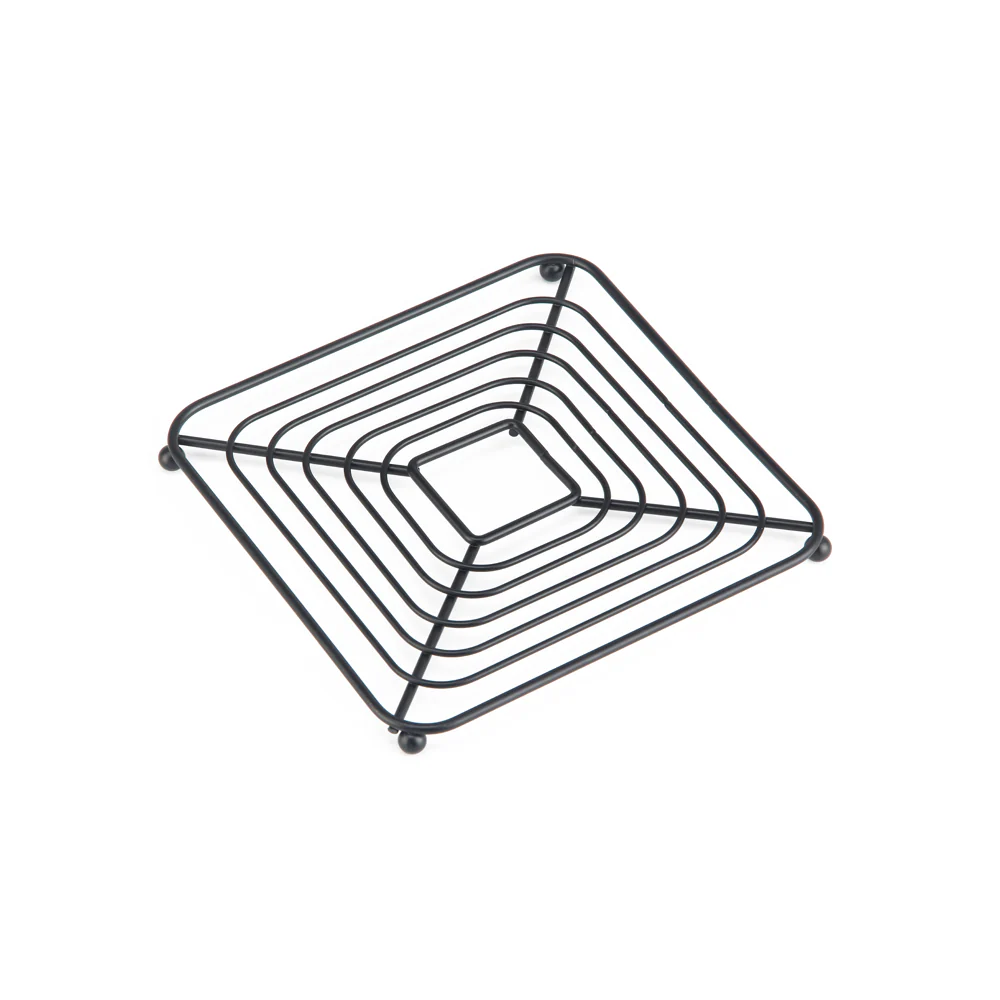 Royalford RF12448 Iron Trivet 18CM square stand| heavy-duty heat-resistant iron design protects countertops and tables| ideal for hot pots, cooking, steaming |