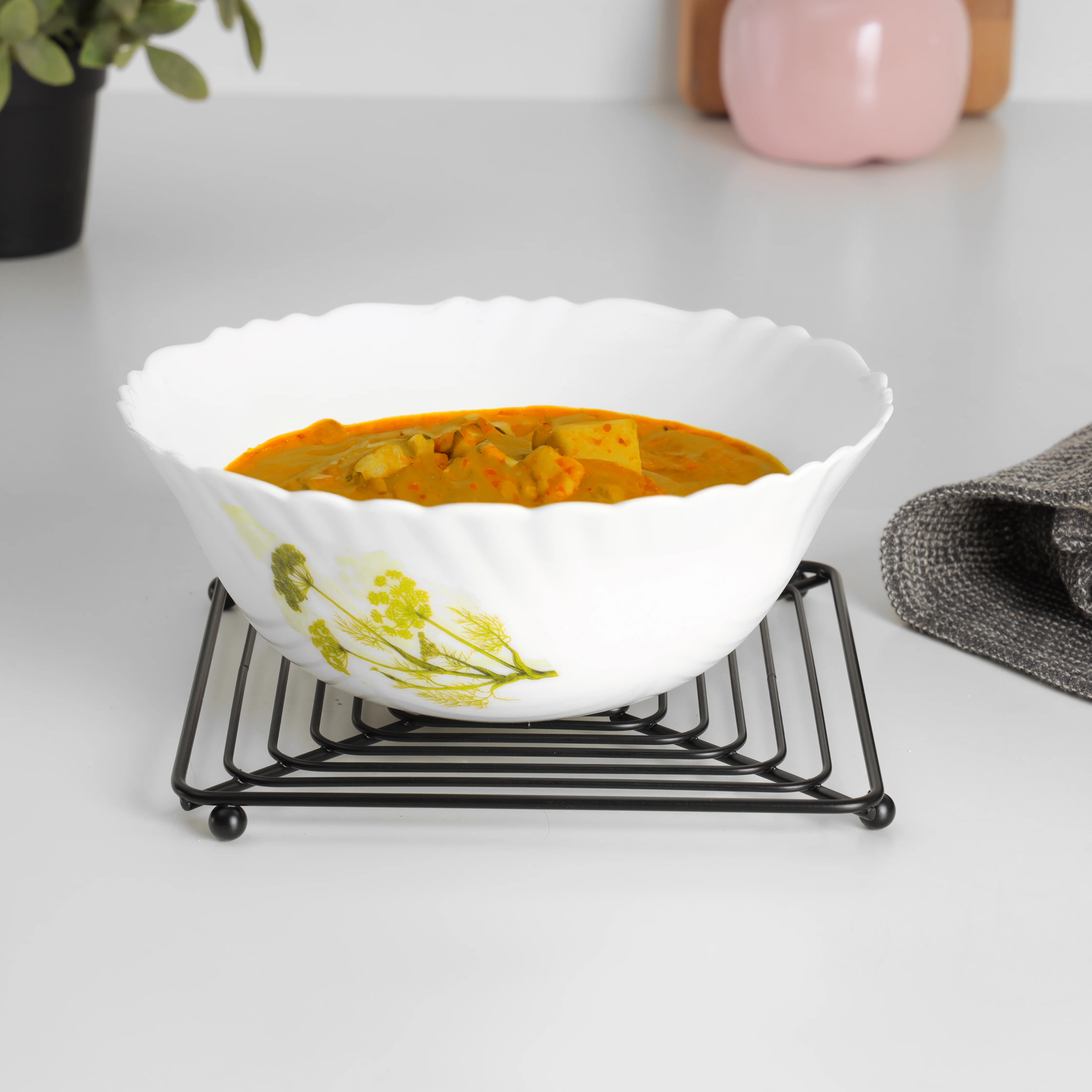 Royalford RF12448 Iron Trivet 18CM square stand| heavy-duty heat-resistant iron design protects countertops and tables| ideal for hot pots, cooking, steaming | - Image 2