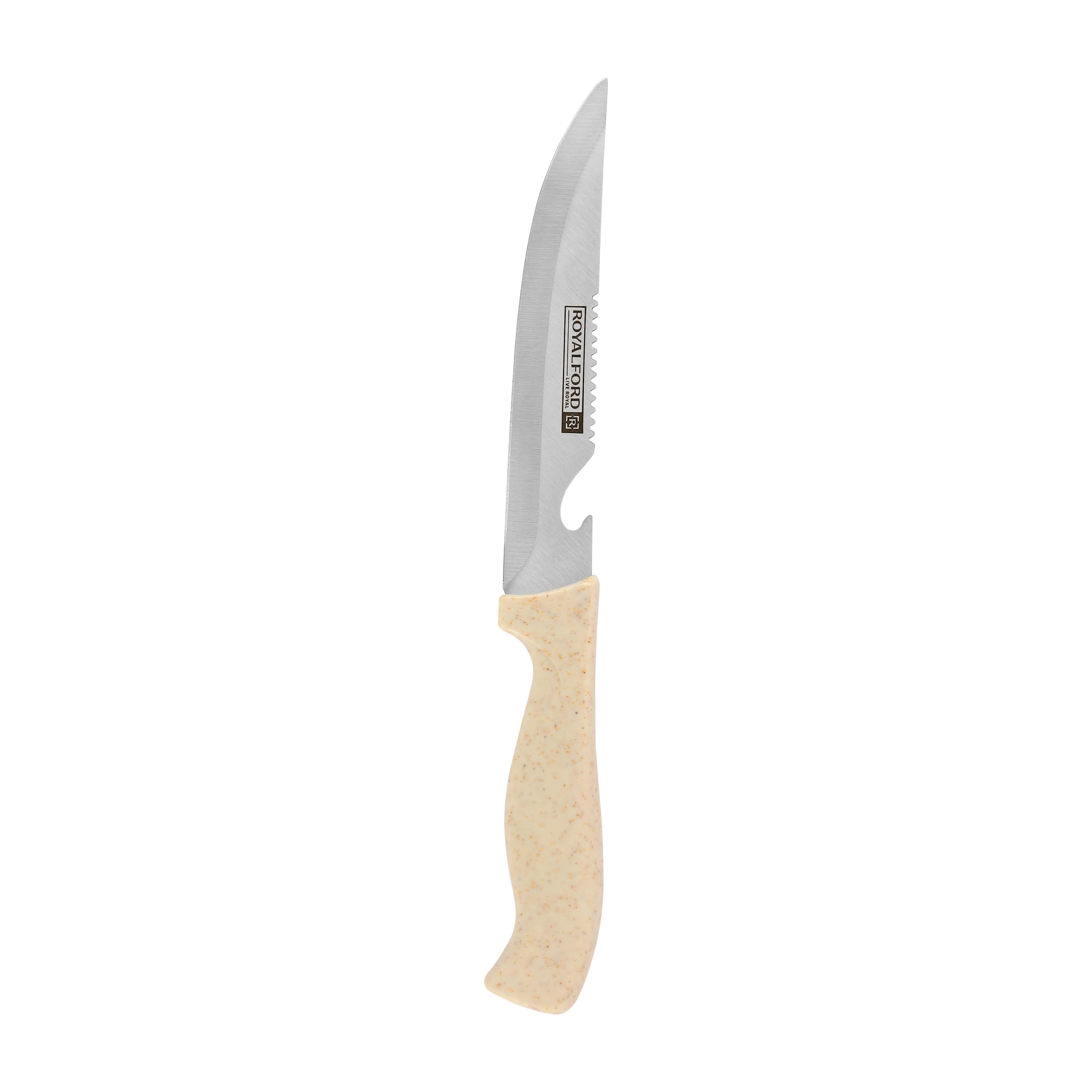 Royalford RF12471 Easycut 6PC Kitchen Tools Set with Cutting Board, Stainless Steel Knives, Silicone Tong & Oil Brush | Ergonomic Handles and  Multiuse Scissors - Image 5