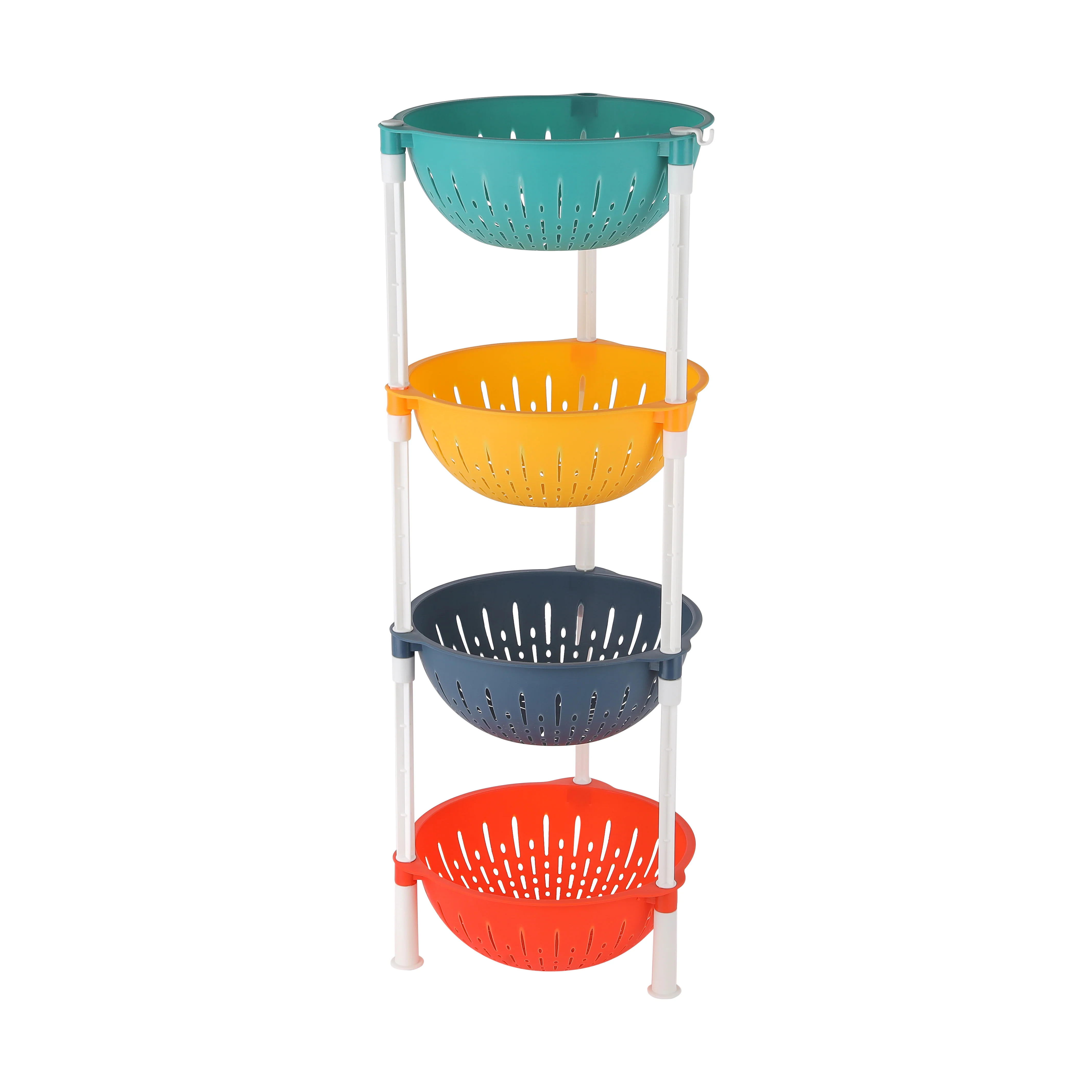 Royalford RF12480 4-Layer Kitchen Rack | Plastic Vegetable & Fruit Storage Stand with Ventilated Baskets | 75cm Tall Space-Saving Organizer for Kitchen & Pantry - Image 3