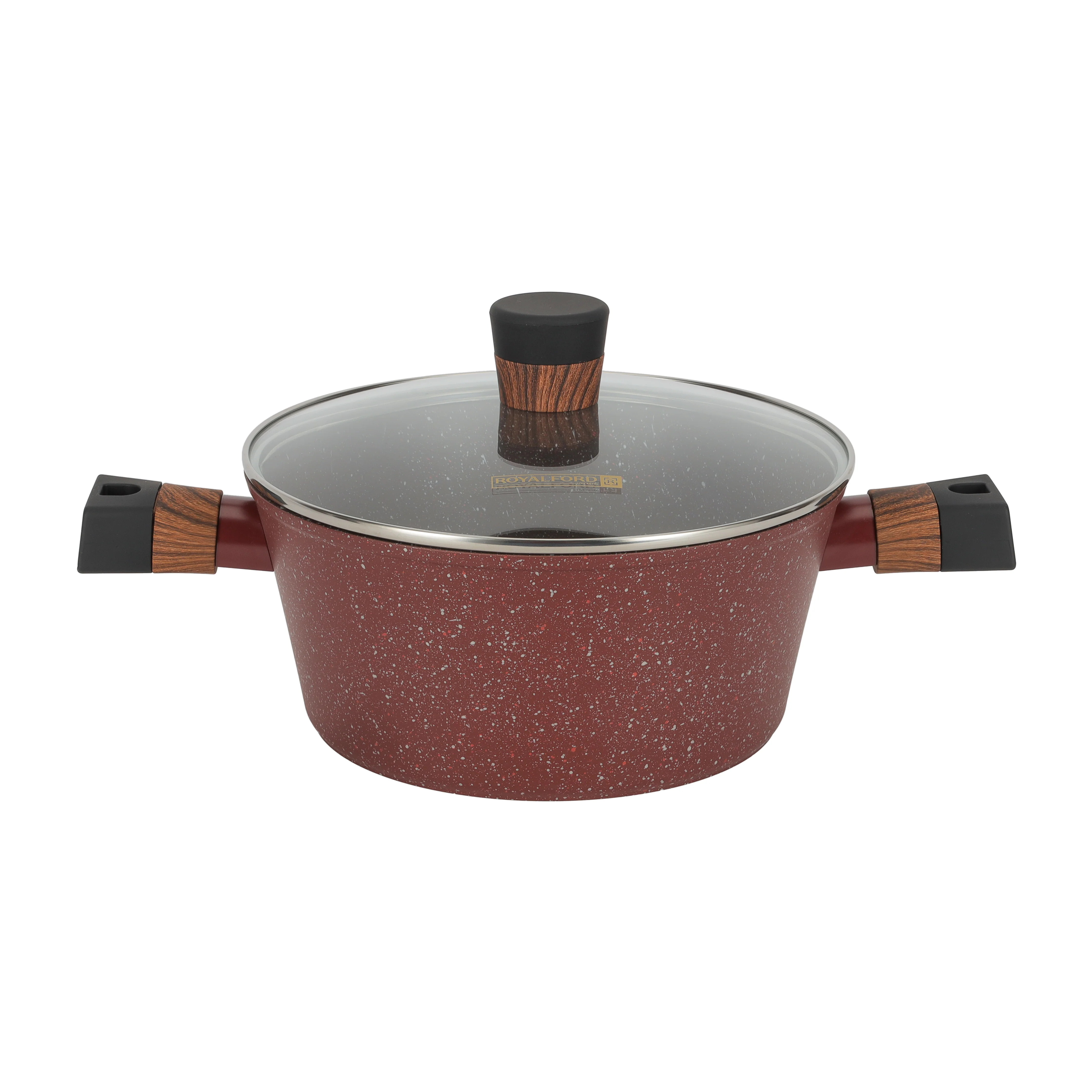Royalford RF12491 Granite Coated Cookware Set 10 PCS with Lids | Induction Compatible Forged Aluminium Pots, Saucepan, Frypan & Nylon Cooking Tools | Ideal For Daily Use - Image 3