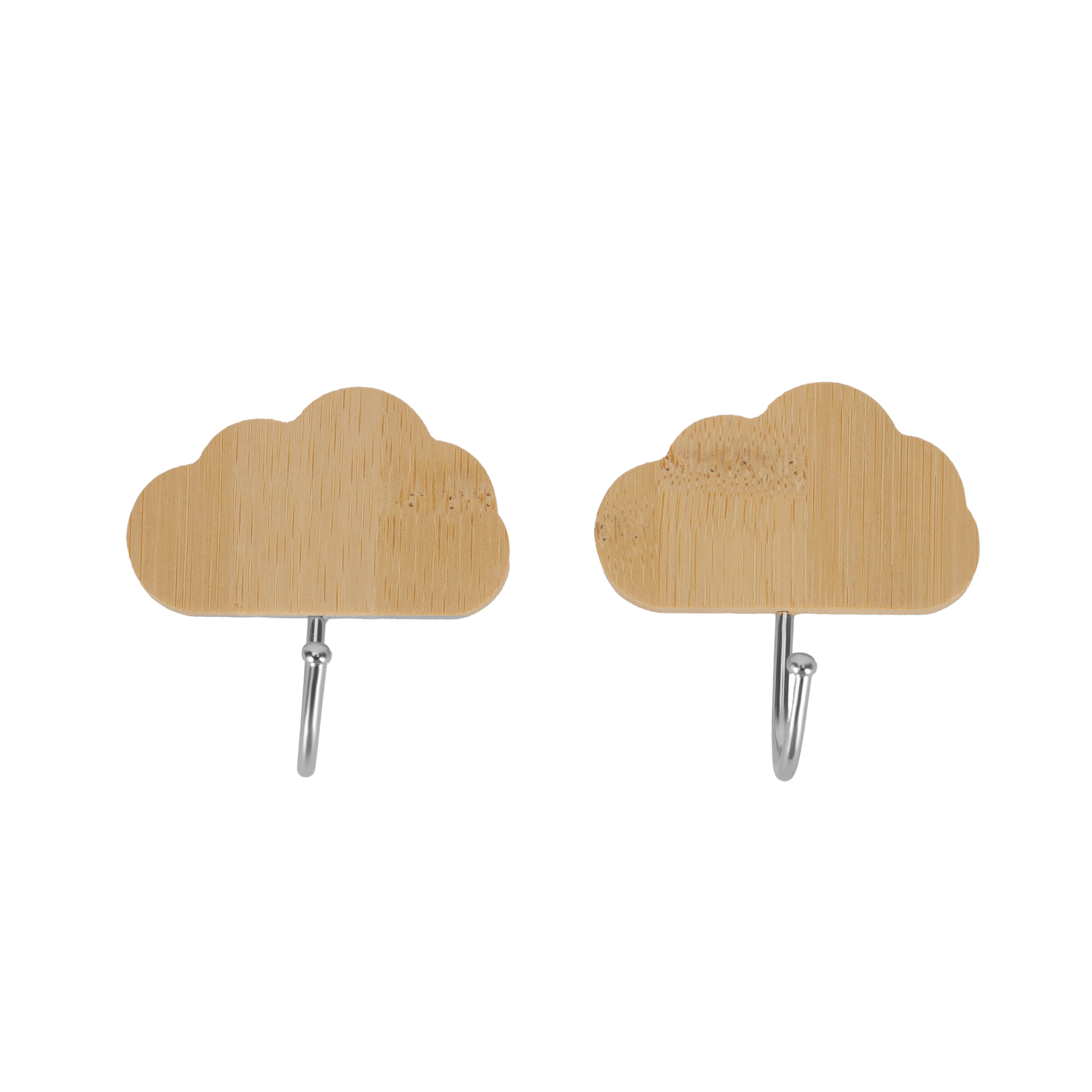 Royalford RF12493 Bamboo Sticky Hooks 2PC Set | Self Adhesive Wall Hooks | Waterproof Multipurpose Organizer for Kitchen, Bathroom & Bedroom | Reusable Cloud Design Hooks - Image 3