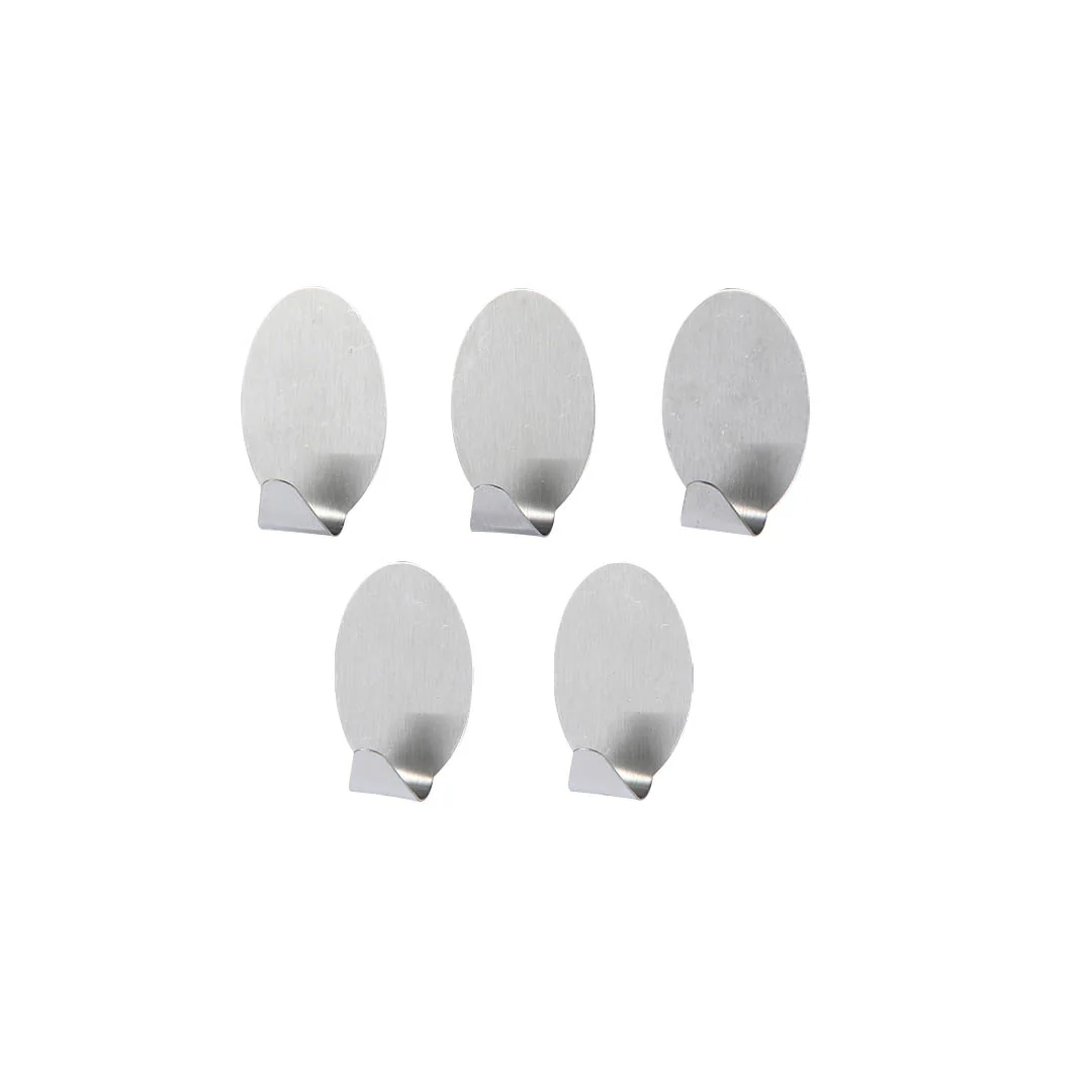 Royalford RF12500 5PC Stainless Steel Sticky Hooks | Self Adhesive Wall Hooks | Strong Hold Perfect for Kitchen, Bathroom & Office Use | Multi-Surface Compatibility - Image 4