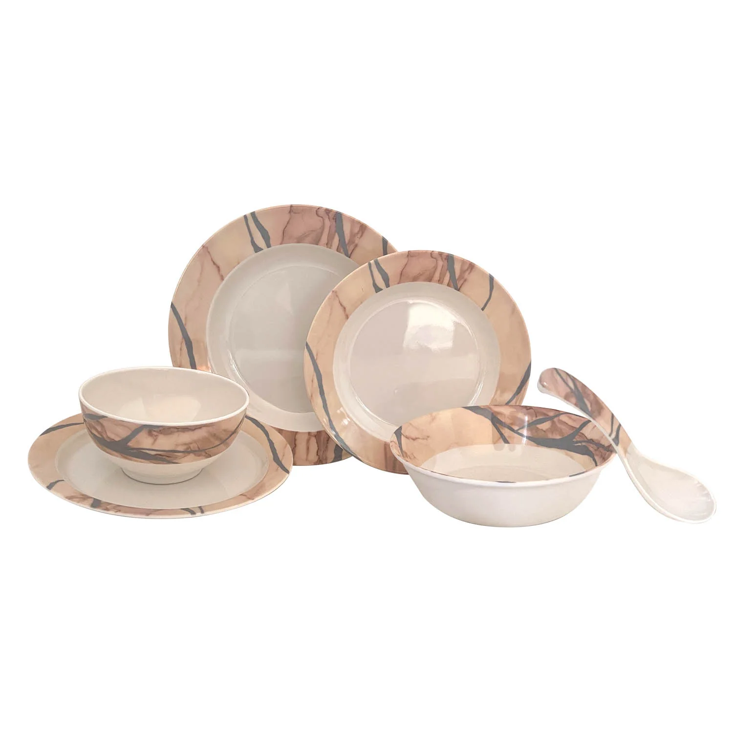 Royalford RF12510 Melamine stylish Dinner Set 32 Pieces | durable tableware for everyday dining| dishwasher safe, freezer safe, break resistant and perfect for use.