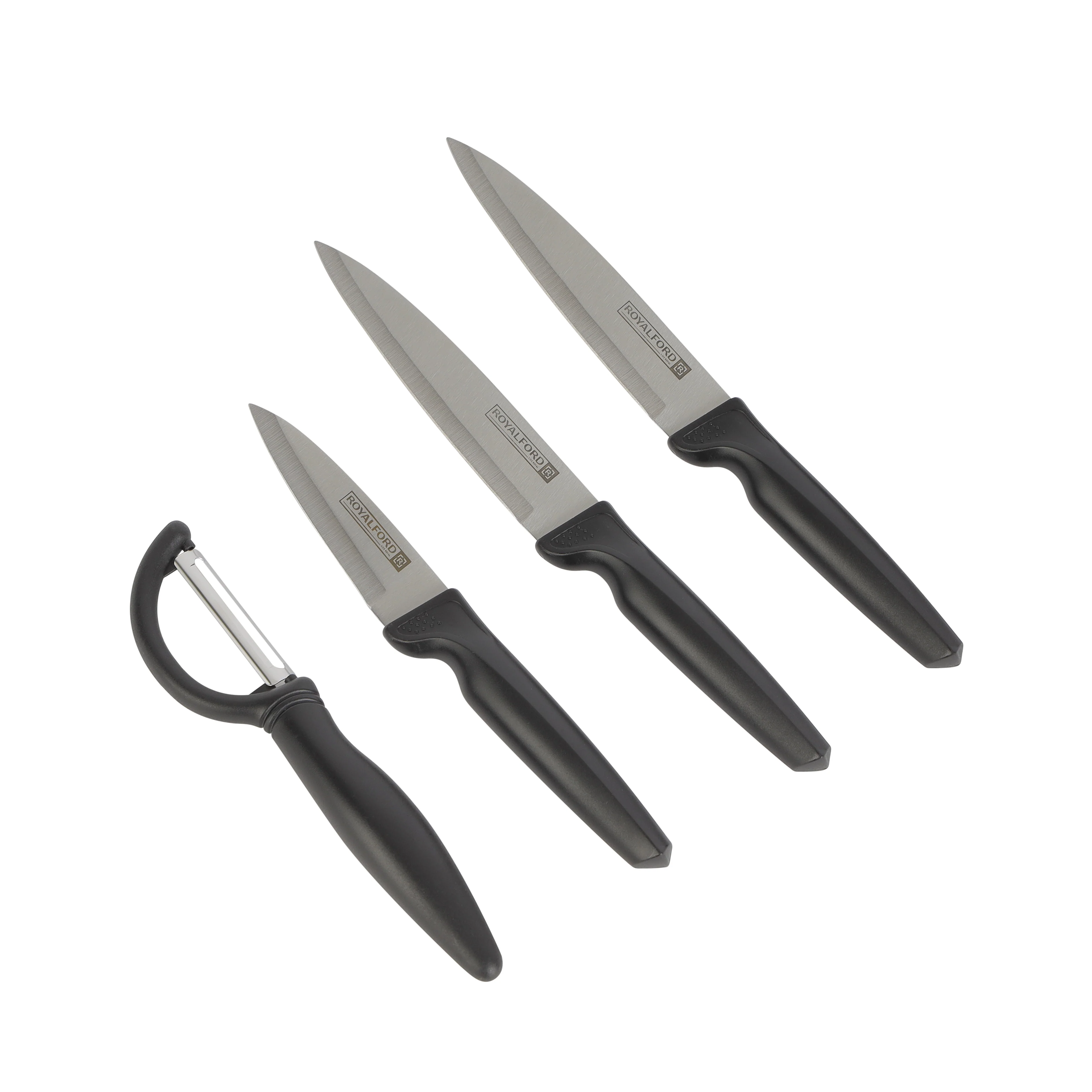 Royalford RF12581 4PC Knife Set with Peeler, Stainless Steel Utility & Paring Kitchen Knives | Ergonomic PP Handle | Extra Sharp Food Grade Blades for Cutting Use - Image 2