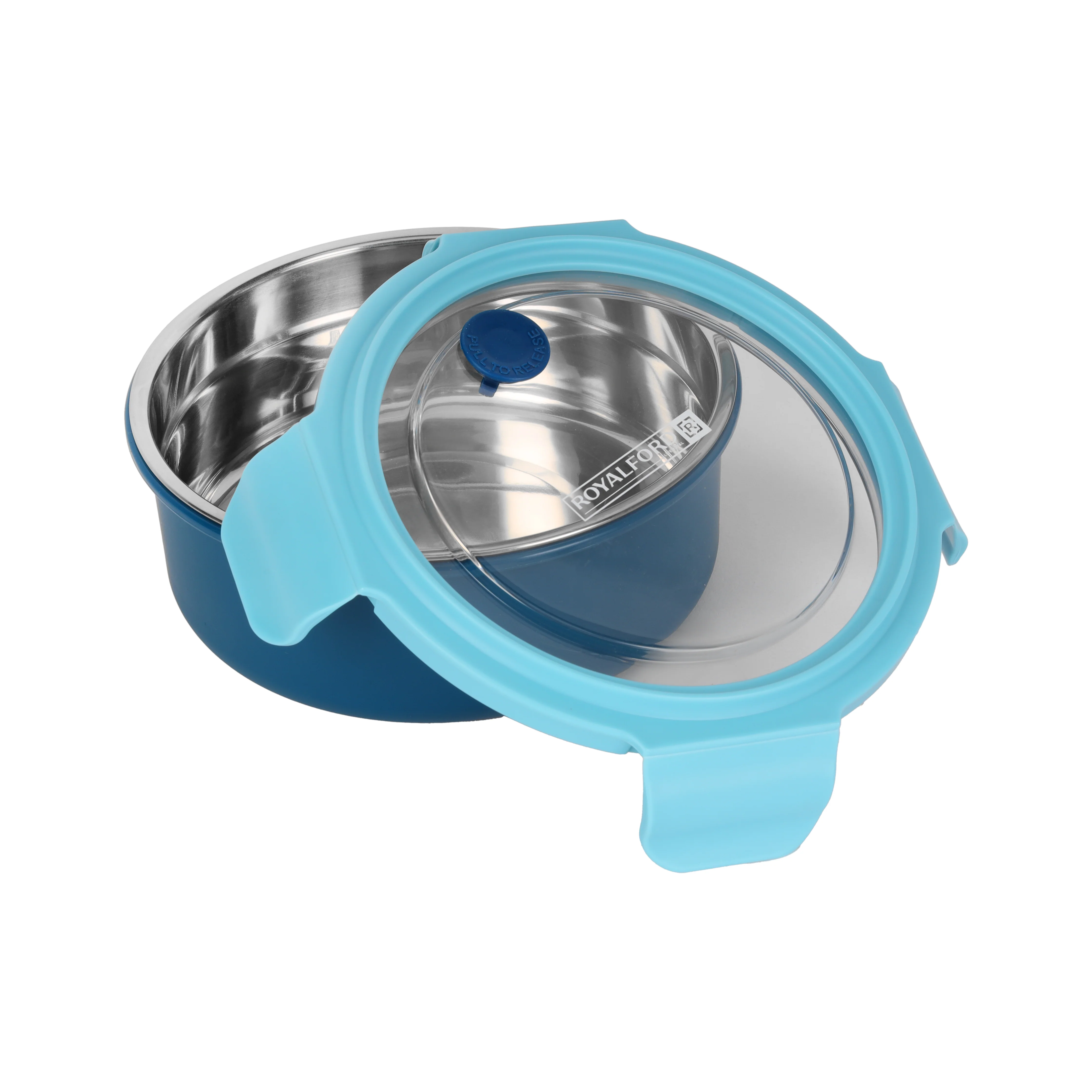 Royalford RF12592 700ML Round Stainless Steel Lunch Box | Leak-Resistant  | Secure Locking Lid | Durable PP & Silicone Seal | Ideal for Office, School & Travel Use - Image 2