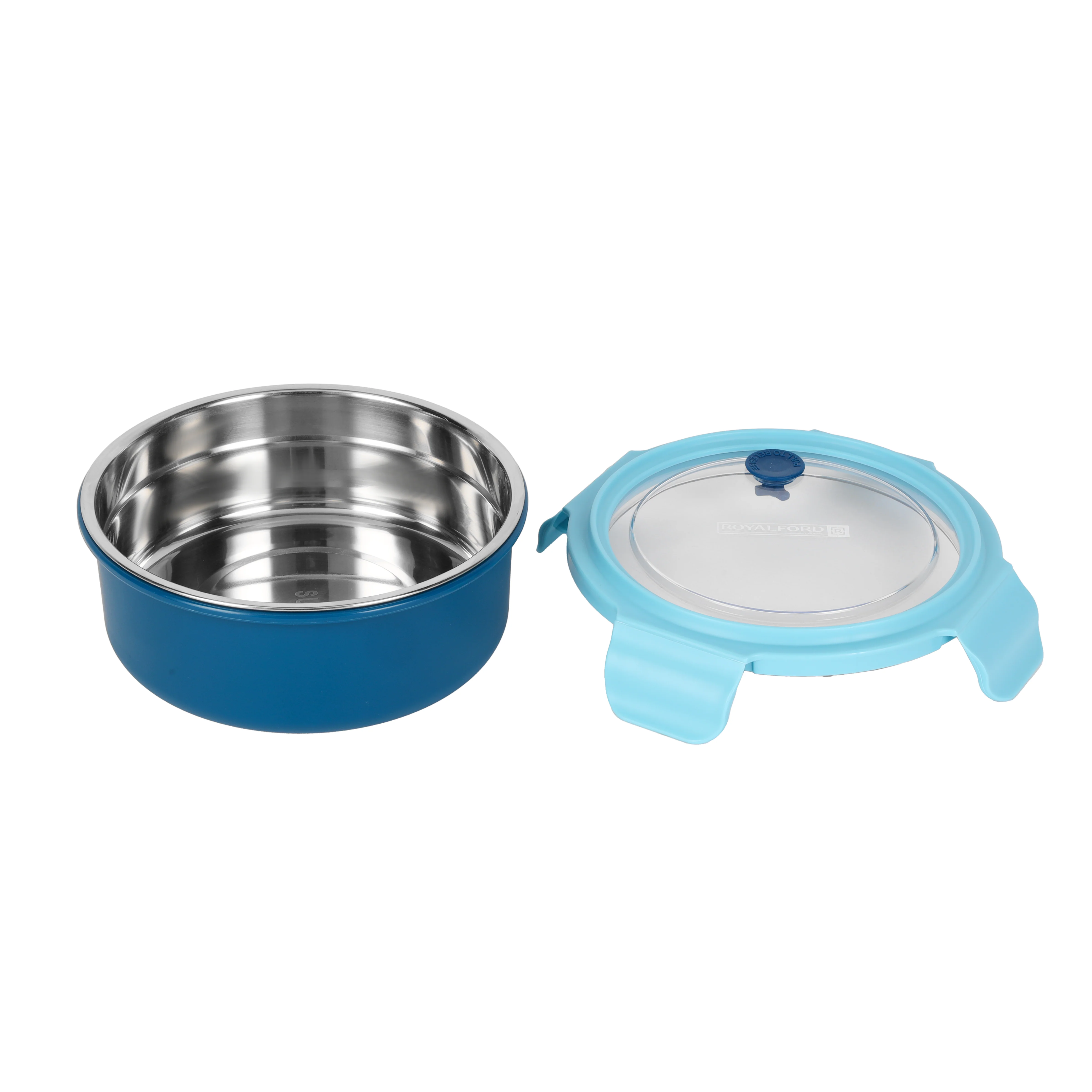 Royalford RF12592 700ML Round Stainless Steel Lunch Box | Leak-Resistant  | Secure Locking Lid | Durable PP & Silicone Seal | Ideal for Office, School & Travel Use - Image 3