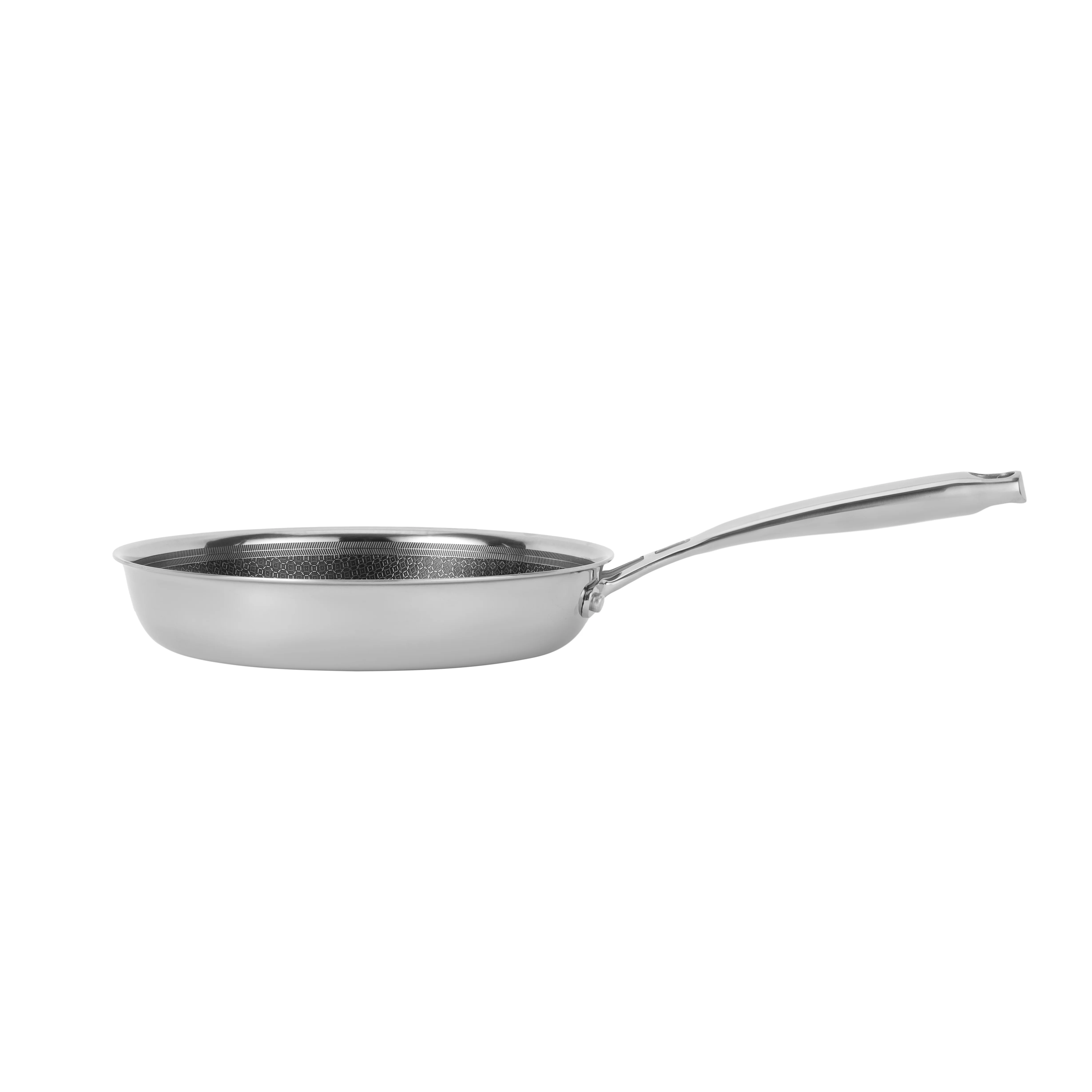 Royalford RF12640 28cm Triply Stainless Steel Frypan | Honeycomb Non-Stick Interior| Induction Compatible Base | Fast Even Heating| Riveted Handle| Mirror Finish Body - Image 3