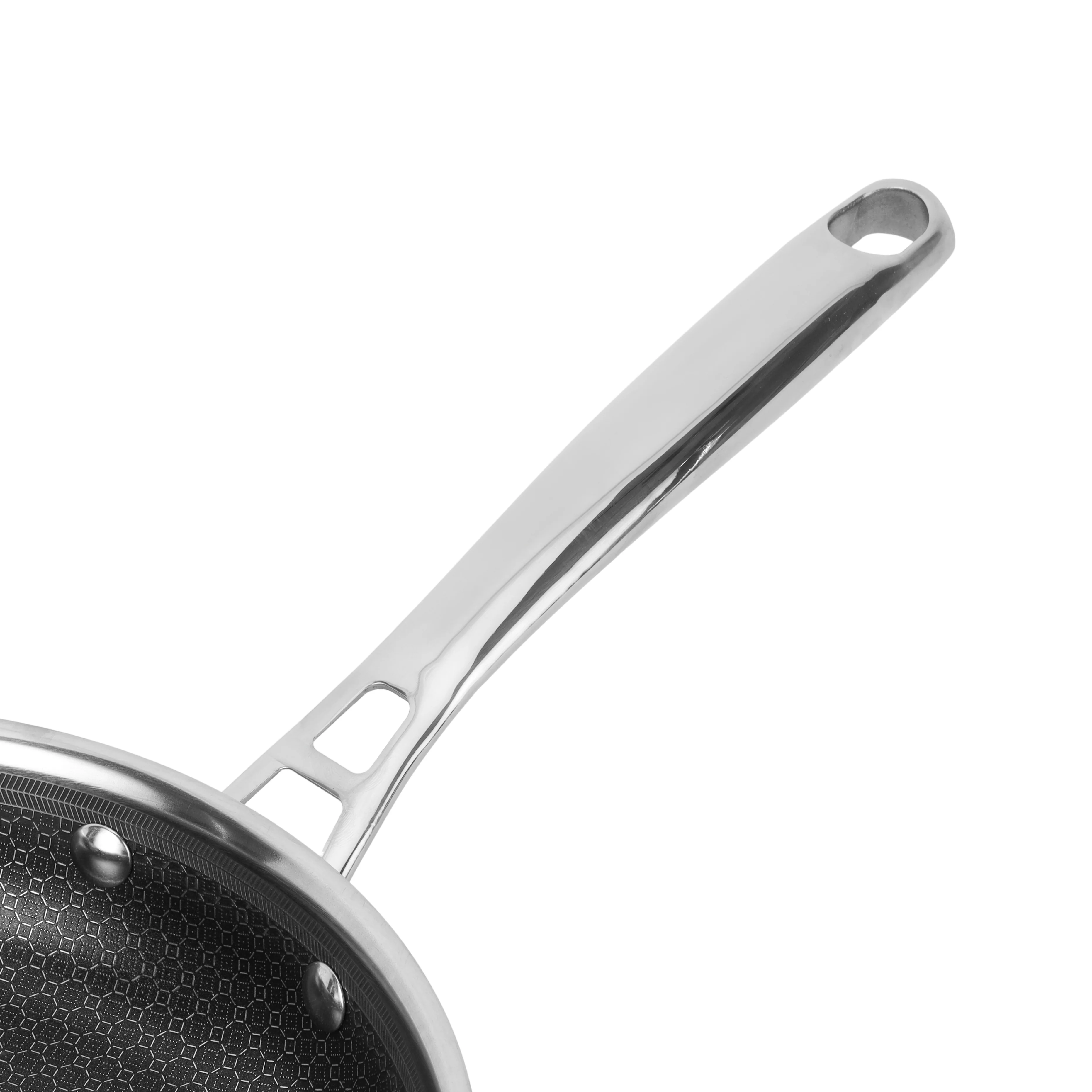Royalford RF12640 28cm Triply Stainless Steel Frypan | Honeycomb Non-Stick Interior| Induction Compatible Base | Fast Even Heating| Riveted Handle| Mirror Finish Body - Image 5