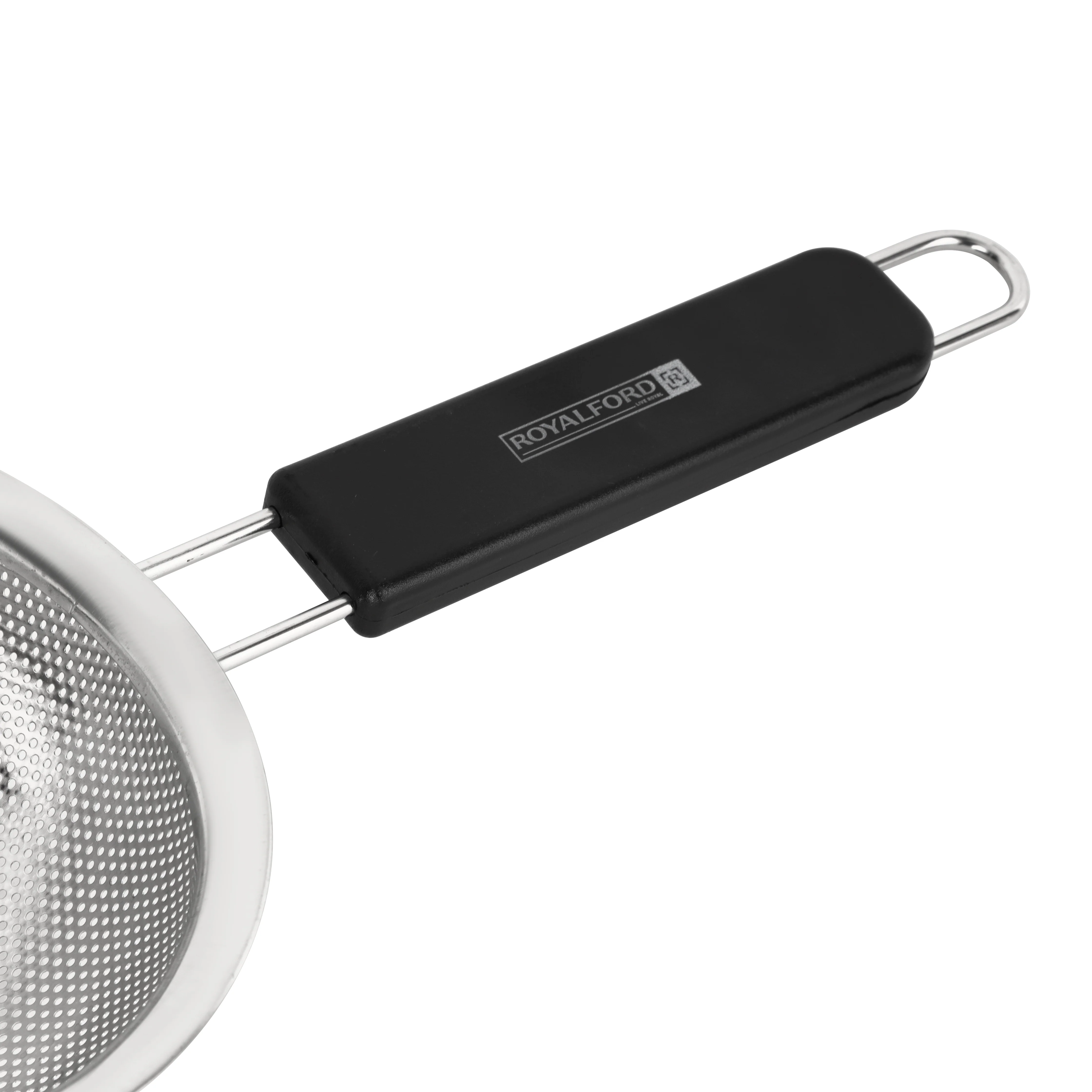 Royalford RF12661 25cm Stainless Steel Strainer with Extra Fine Mesh | Dishwasher Safe Kitchen Sieve | Long Non-Slip PP Handle | Rust-Resistant & Durable Design - Image 4