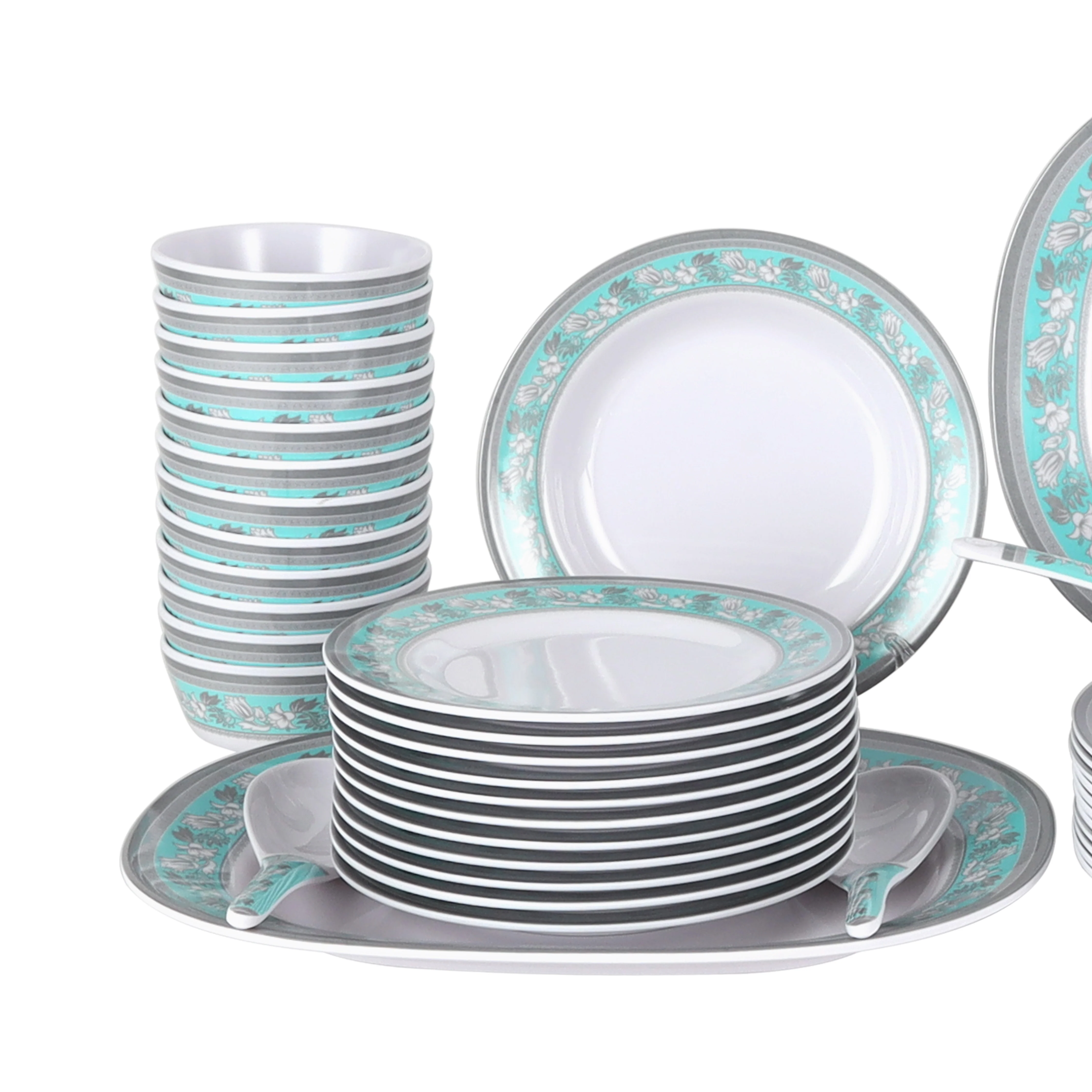 Royalford RF12676 Melamine Dinner Set 70 Pcs | Durable & Elegant Premium Melamine Tableware with Plates, Bowls & Serving Spoons for Home, Restaurant & Special Occasions - Image 3