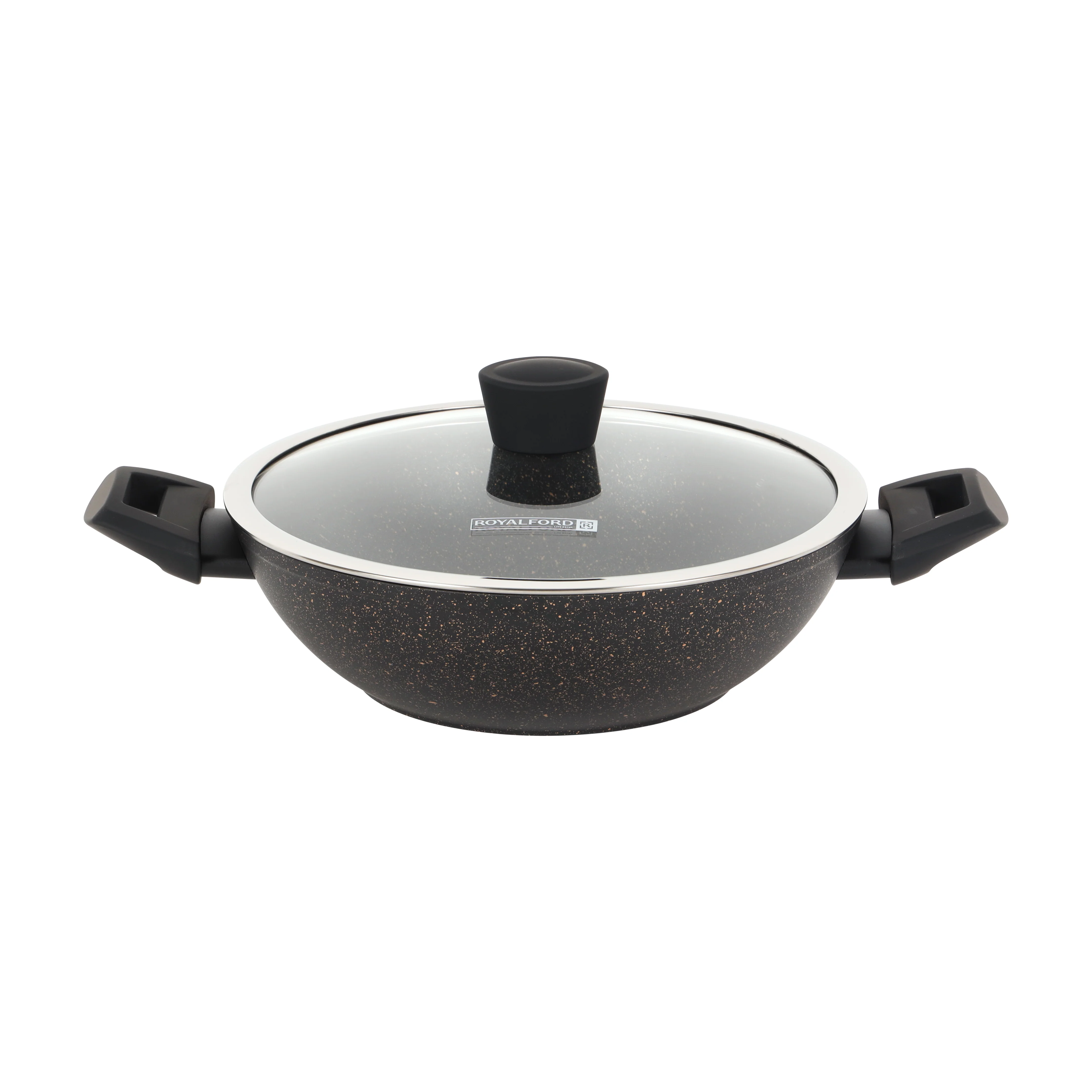 Royalford RF12677 Authentic Forged Aluminium 12-Piece Granite Coated Cookware Set with Glass Lids | 5-Layer Non-Stick, Induction Compatible Pots & Pans for Home Cooking - Image 3