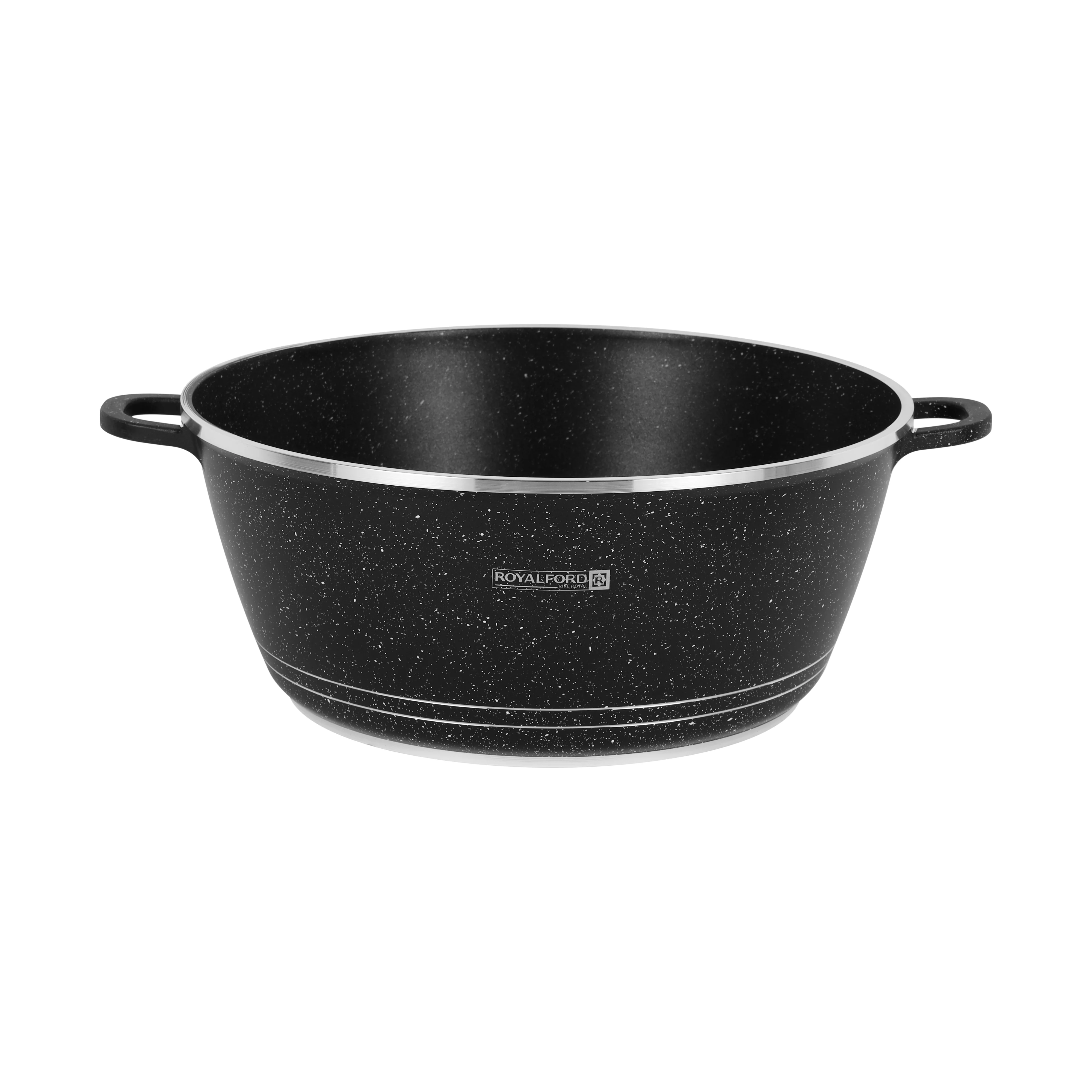Royalford RF12703 Die Cast Casserole 36cm with 5-Layer Granite | Non-Stick Coating, Die-Cast Aluminium Body & Tempered Glass Lid, PFOA & PTFE Free Cookware daily use. - Image 3