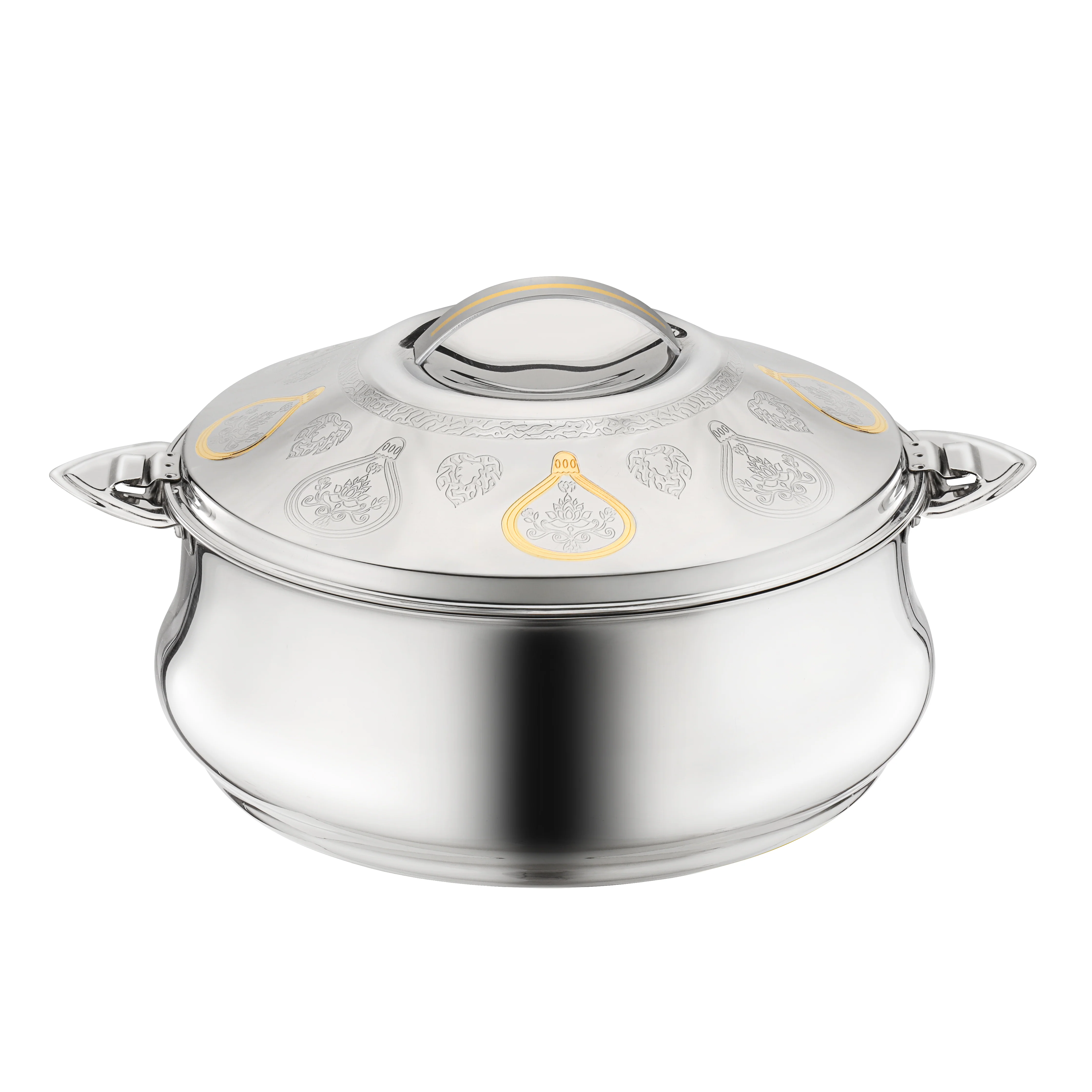 Royalford RF12720 Suhur Stainless Steel Hot Pot 5000ml | Double Wall Vacuum Insulation| Twist Lock Lid and Handles| Perfect for Hot Fresh Food Serving at Home and Events