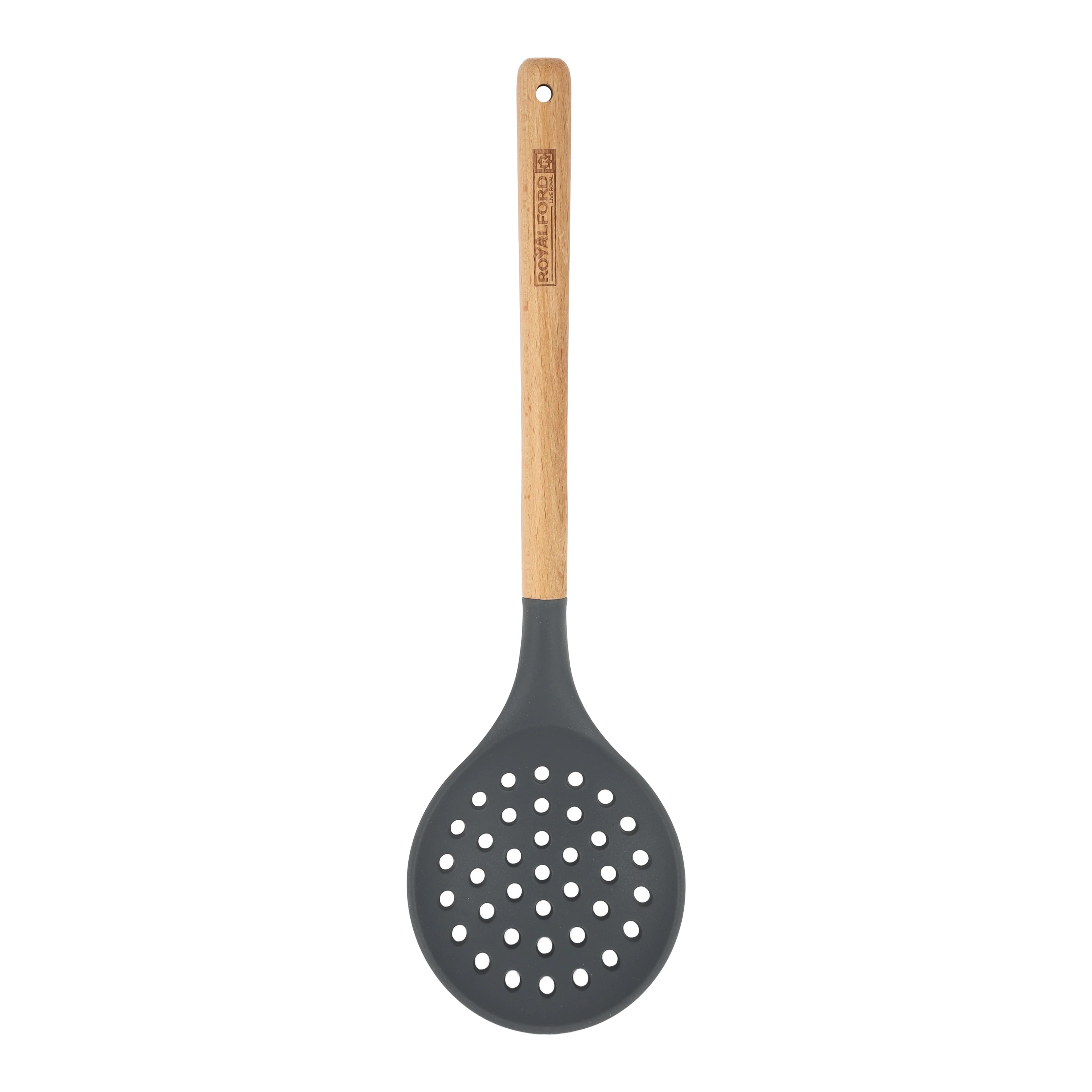 Royalford RF12743 Silicone Skimmer with Wooden Handle | Heat Resistant | Non-Stick Friendly Durable Kitchen Tool | Perfect for Frying, Straining &  Serving | Long-lasting - Image 2