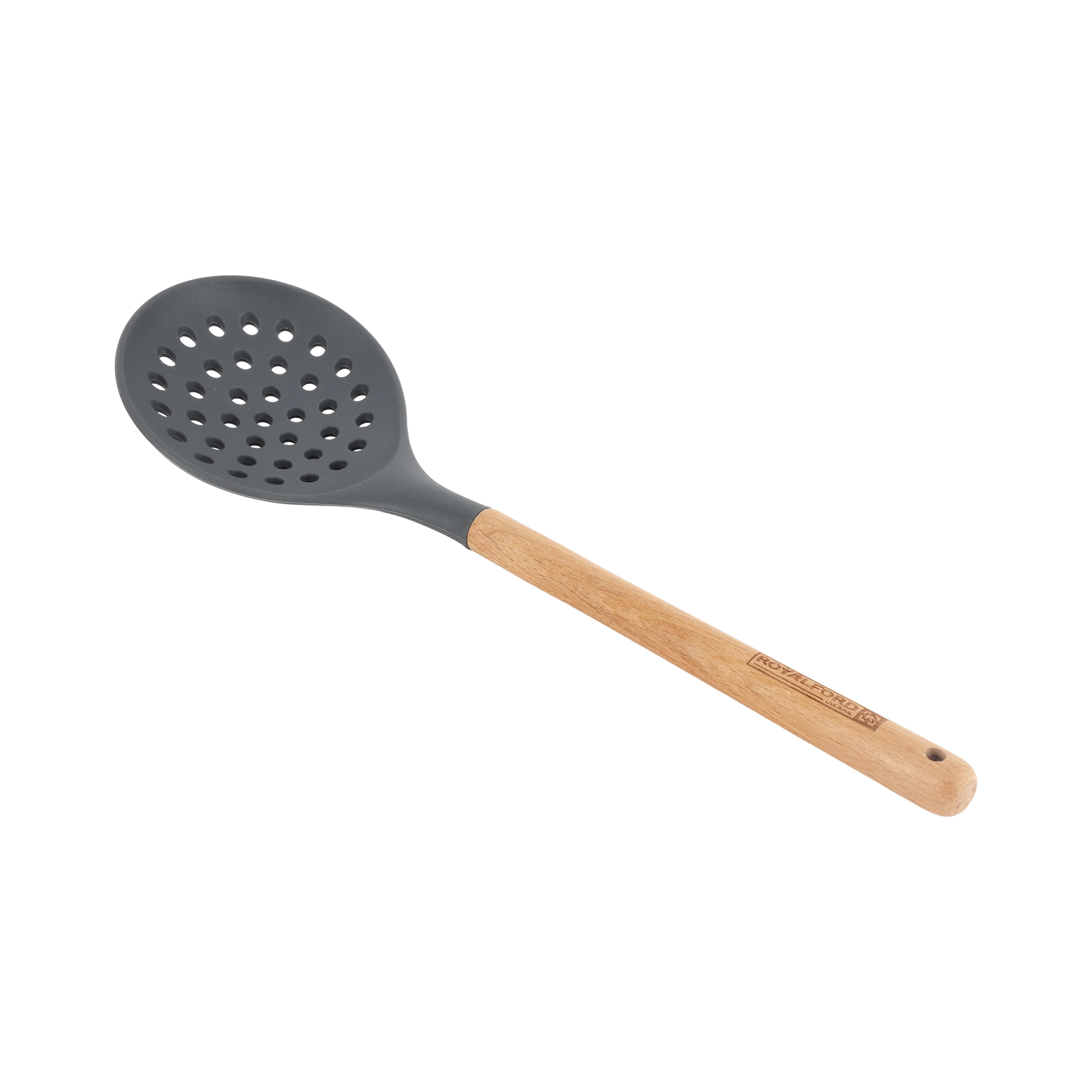 Royalford RF12743 Silicone Skimmer with Wooden Handle | Heat Resistant | Non-Stick Friendly Durable Kitchen Tool | Perfect for Frying, Straining &  Serving | Long-lasting - Image 3