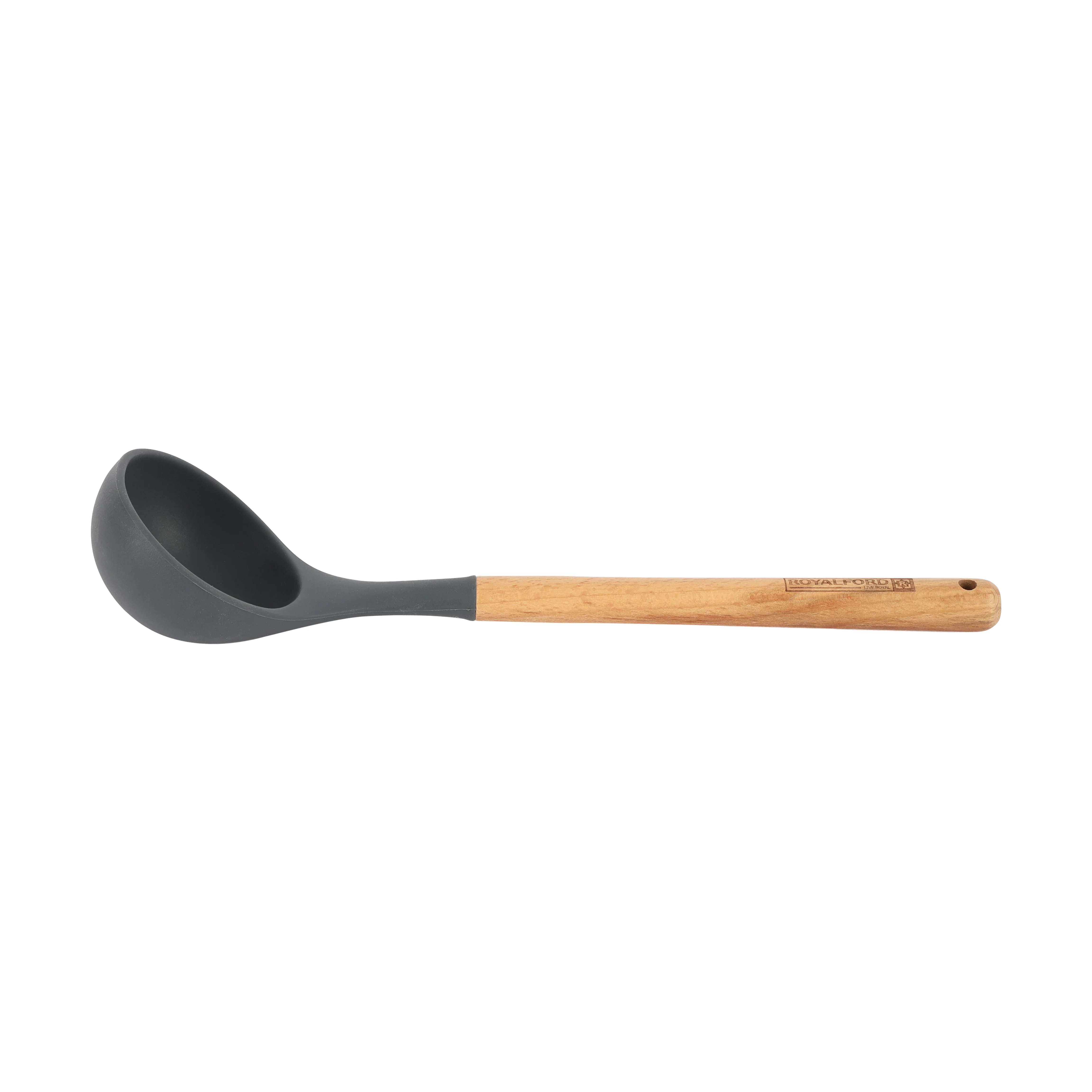 Royalford RF12745 Silicone Soup Ladle with Wooden Handle | Heat Resistant  | Food Grade Non Stick Safe  Kitchen Serving Spoon  |  Perfect for Cooking & Serving - Image 2