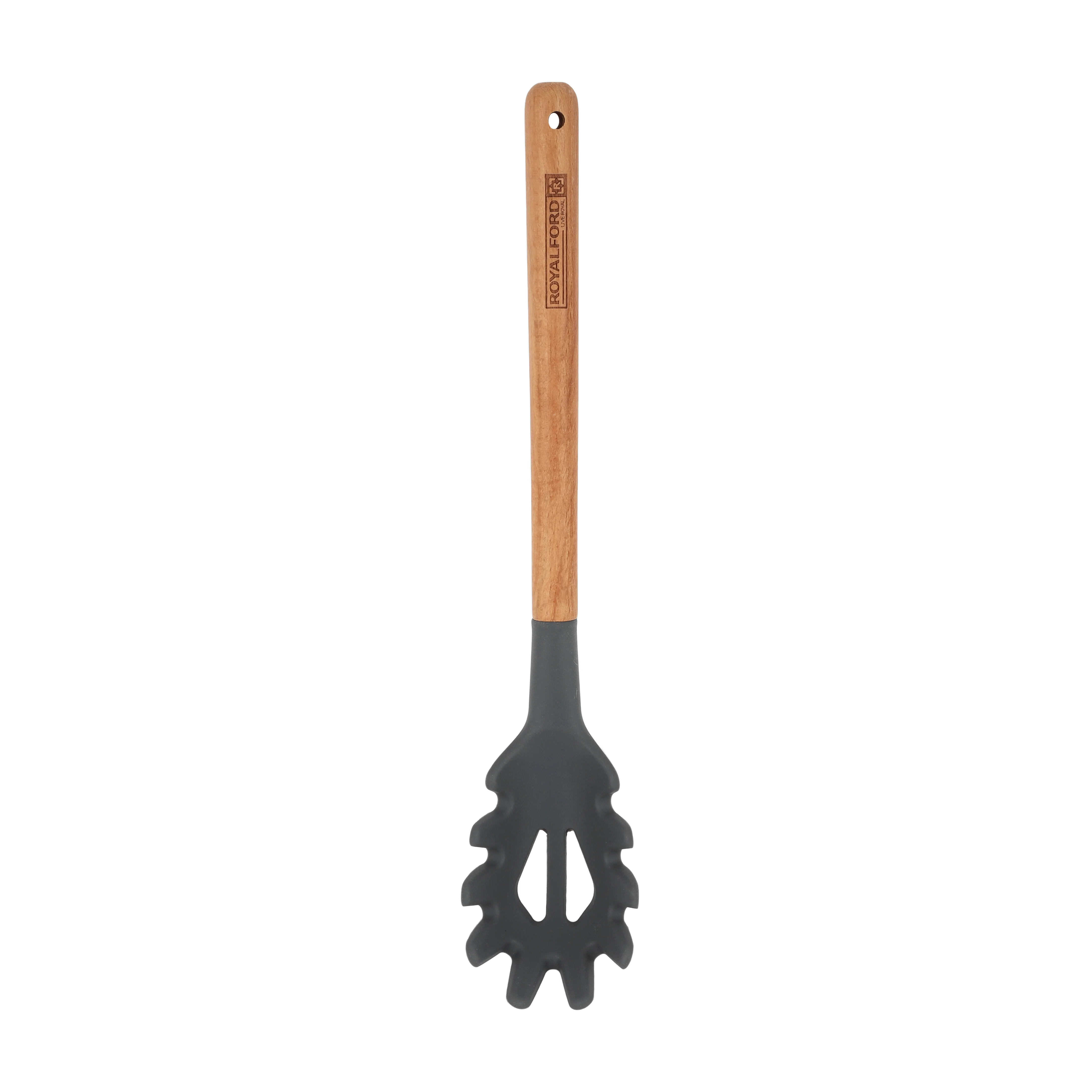 Royalford RF12746 Silicone Spaghetti Server with Wooden Handle | Heat Resistant | Food Grade | Non Stick Safe | Durable Pasta Serving Spoon for Cooking Noodles & Pasta - Image 2