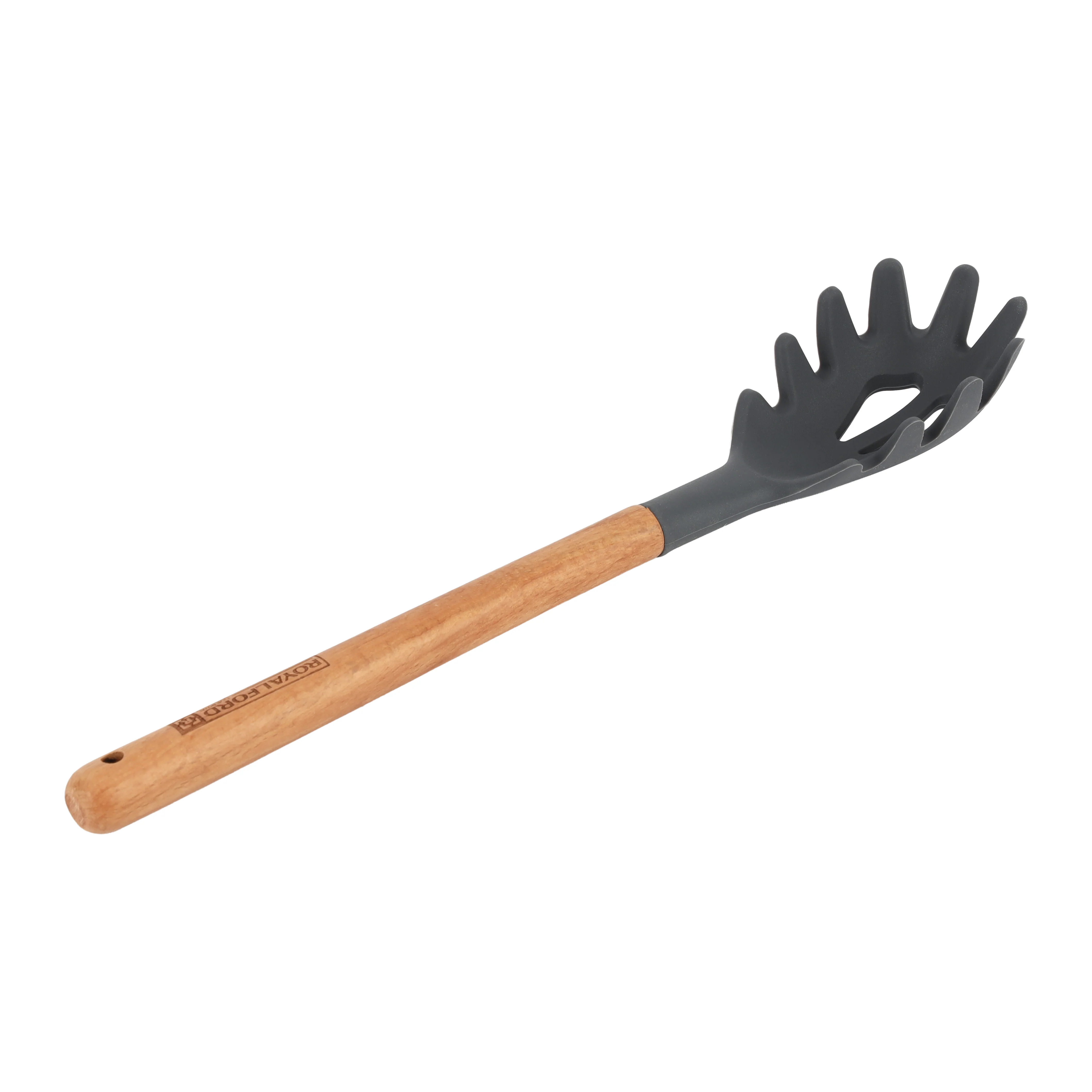 Royalford RF12746 Silicone Spaghetti Server with Wooden Handle | Heat Resistant | Food Grade | Non Stick Safe | Durable Pasta Serving Spoon for Cooking Noodles & Pasta - Image 3